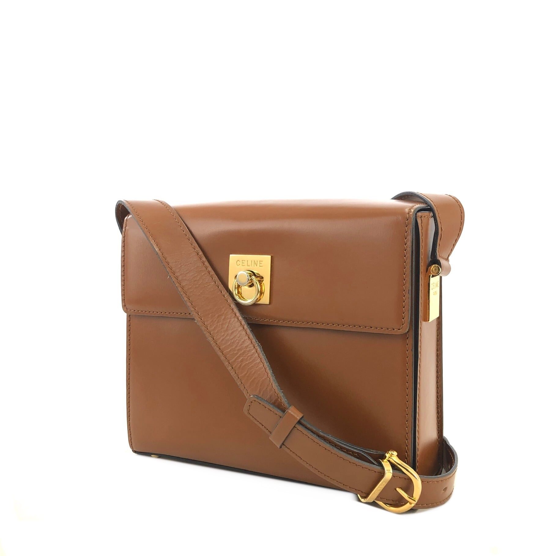 CELINE セリーヌ ロゴ ガンチーニ レザー ボックス クロスボディ