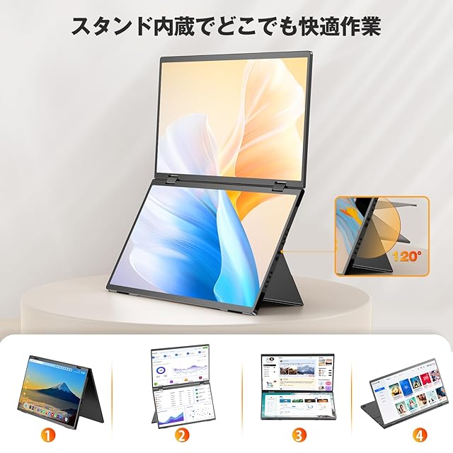 デュアル モバイルモニター 15.6インチ Newsoul 折りたたみ式 上下2