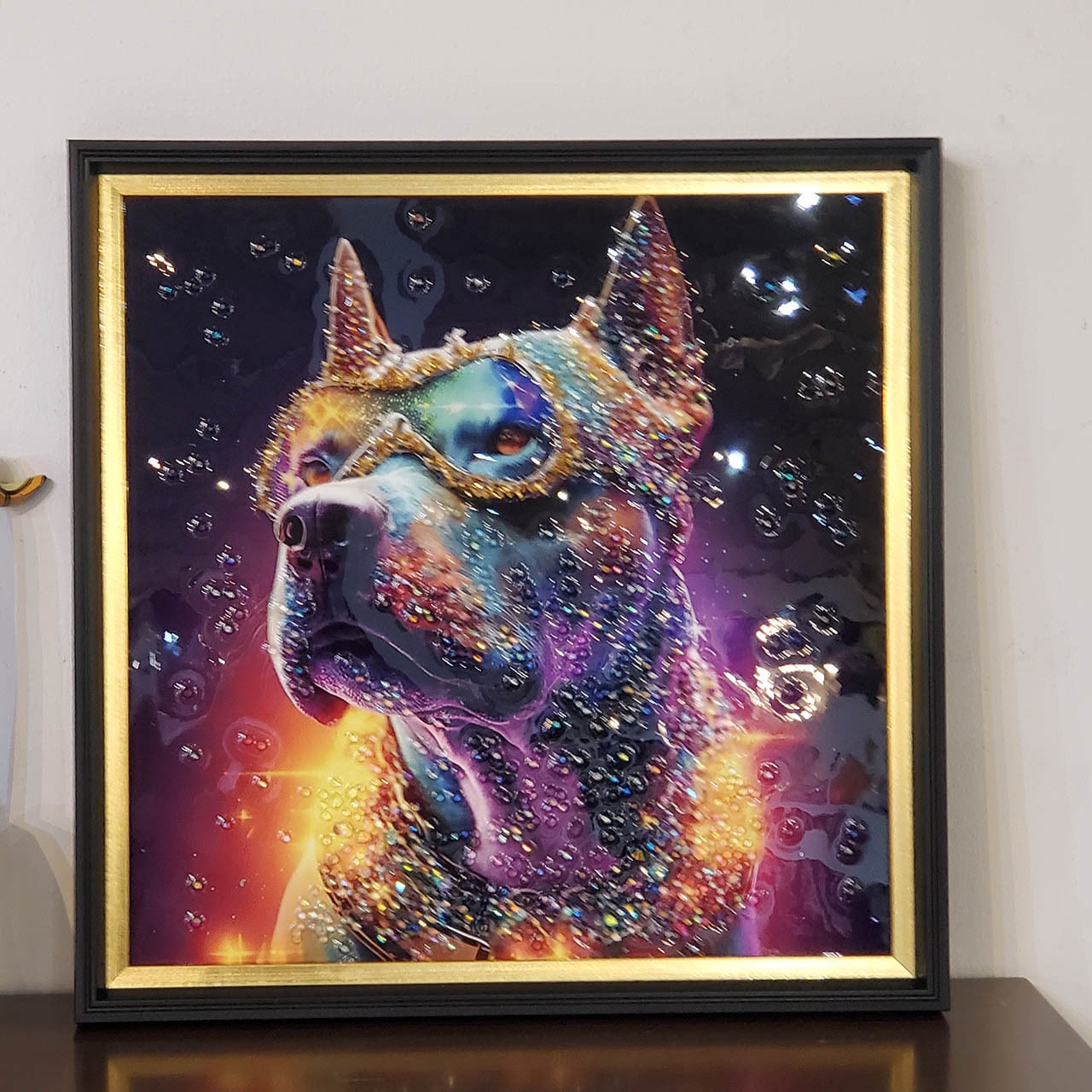 ラグジュアリーデザイン クリスタルアートパネル 犬 イヌ ドッグ Dog