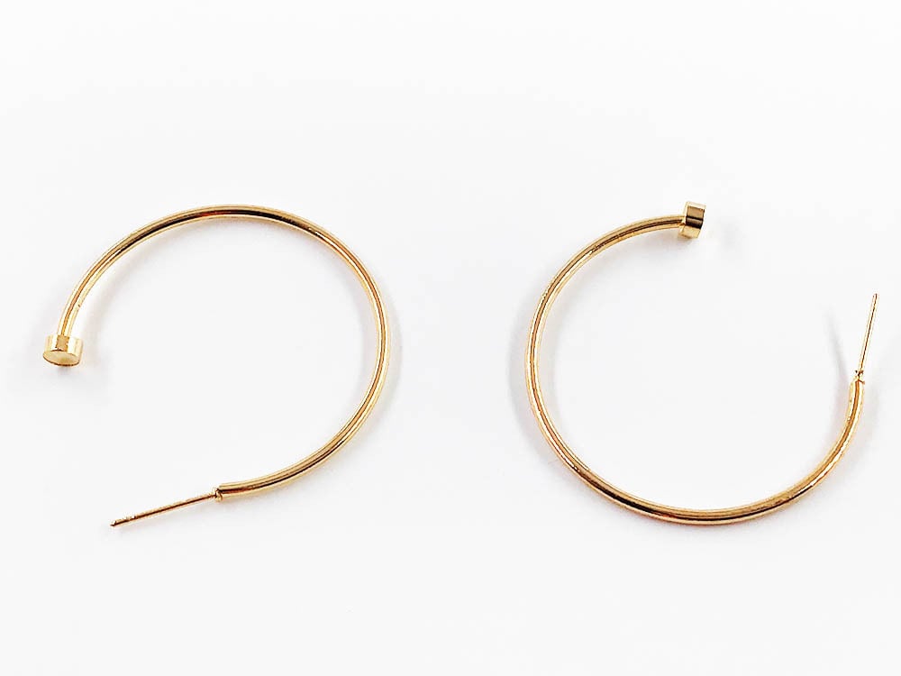 送料無料 フープピアス 台座付き ゴールド KC金 20個 ピアスパーツ