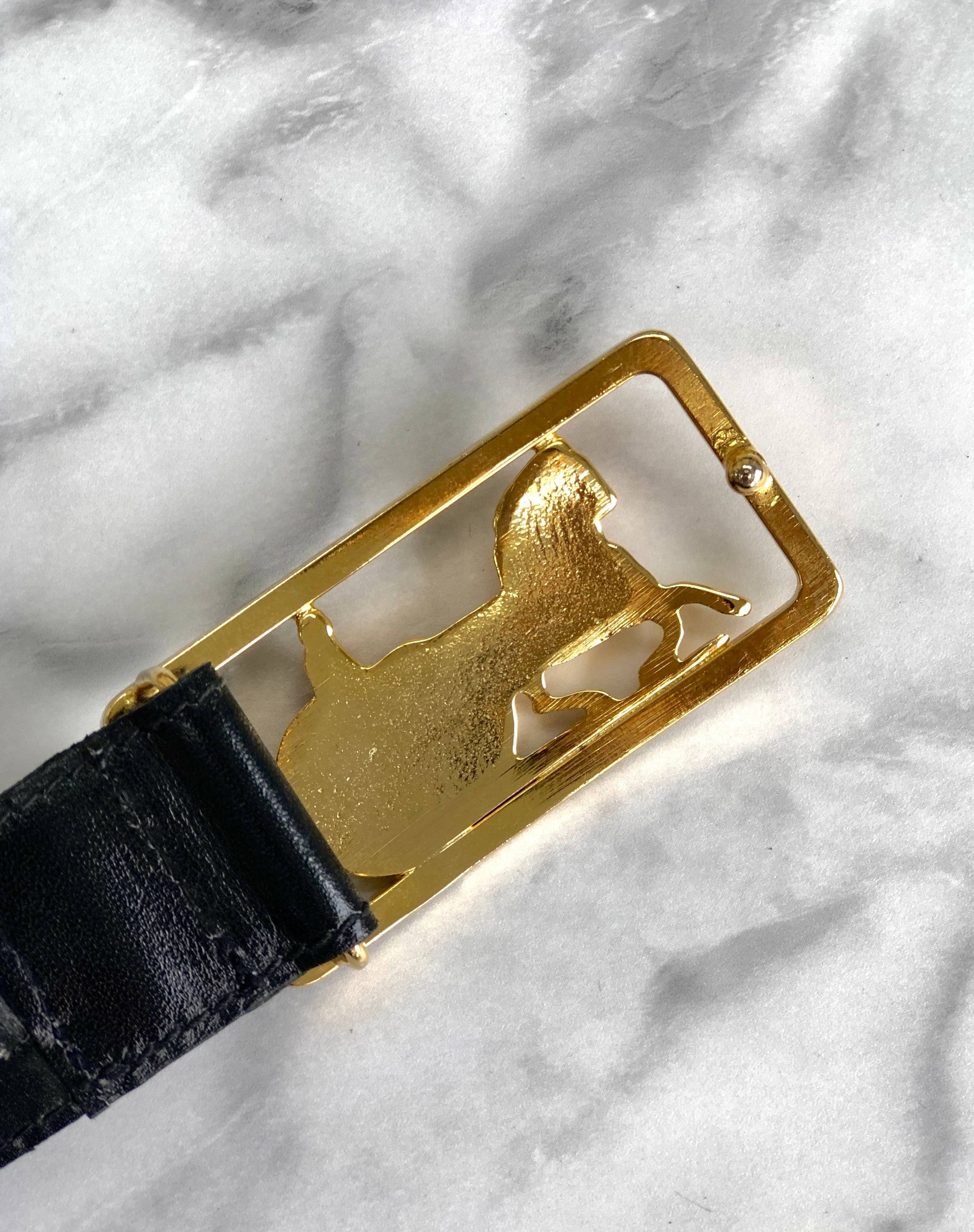 CELINE セリーヌ 馬車 ホースキャリッジ レザー ベルト ブラック