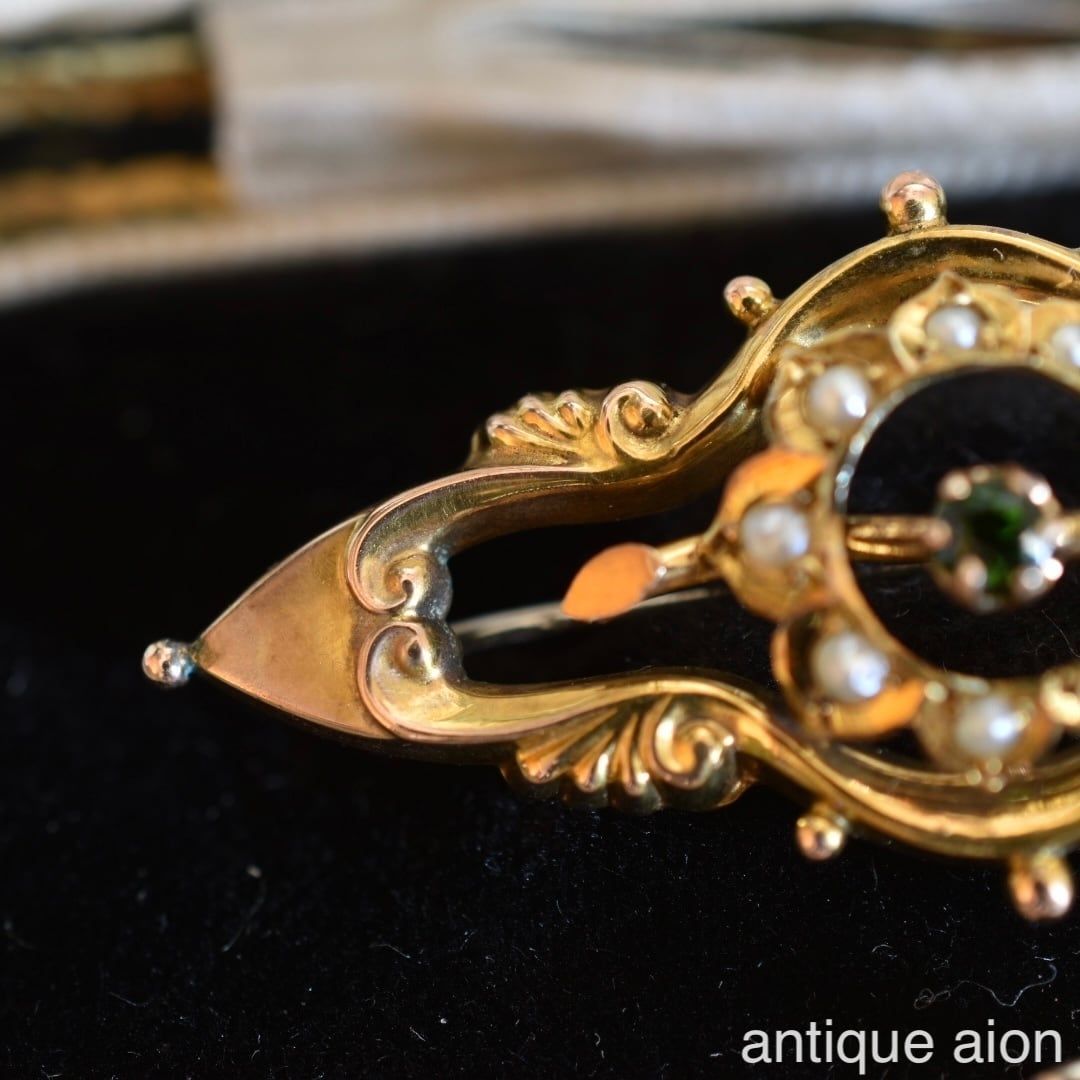 英国アンティーク 19世紀後期頃 ヴィクトリア朝時代 9ctゴールド 天然