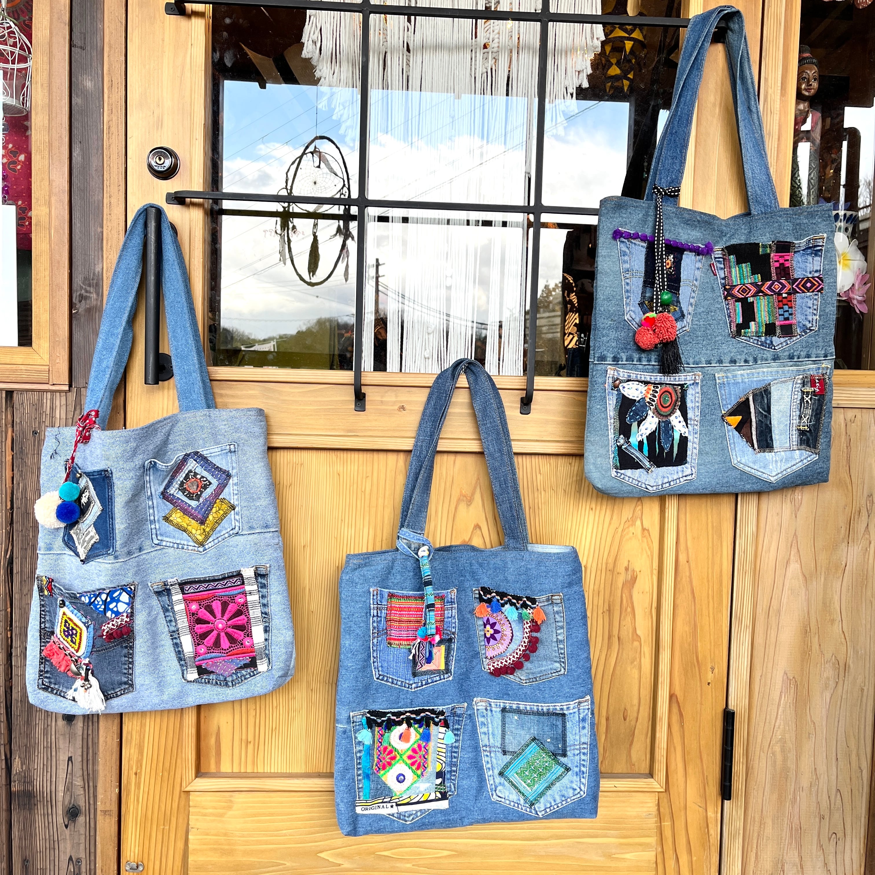 4ポケットリメイクデニムトートバッグ | アジアン雑貨ルチュ