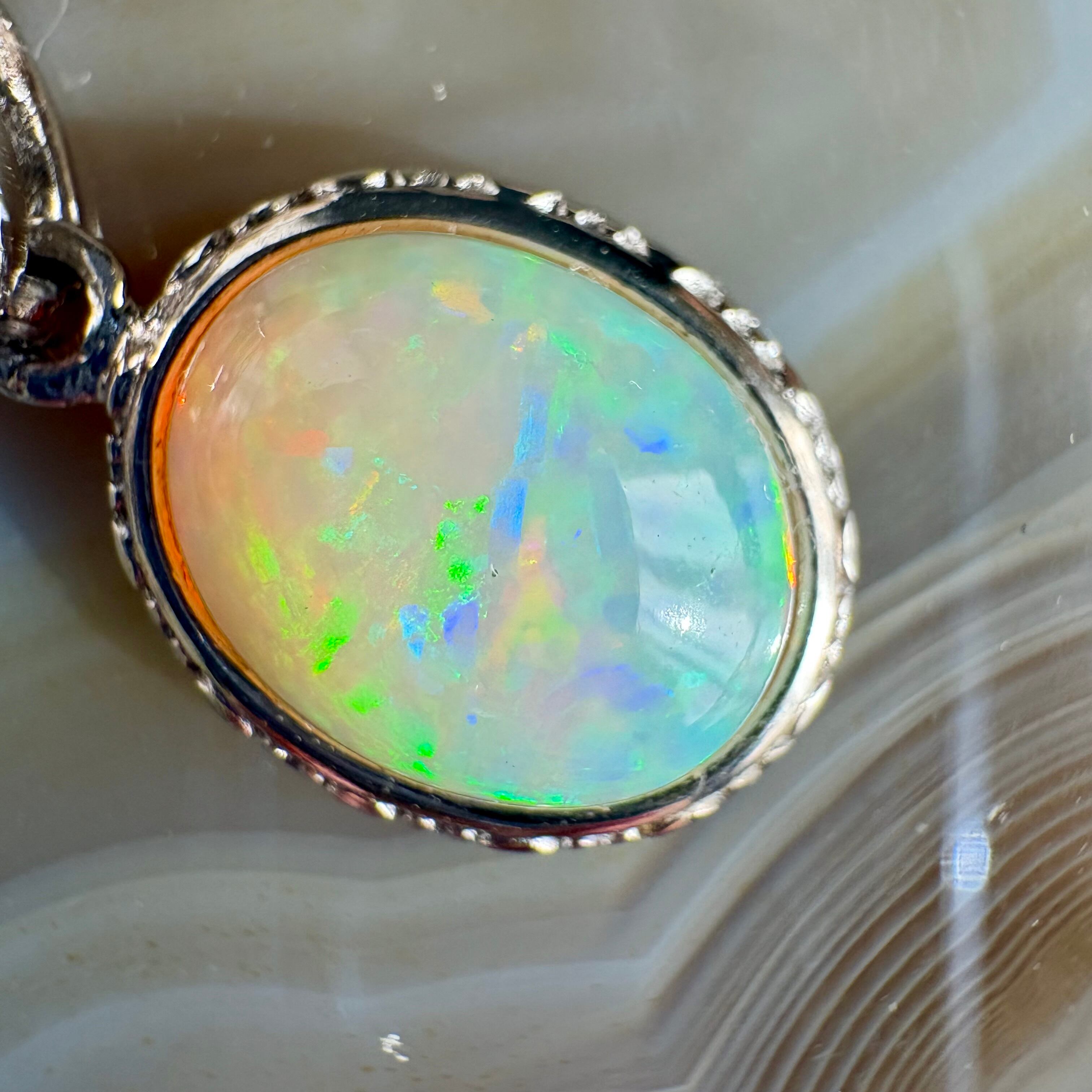 レア】*s925エメラルド付きオパールペンダントトップ111 | 円と縁