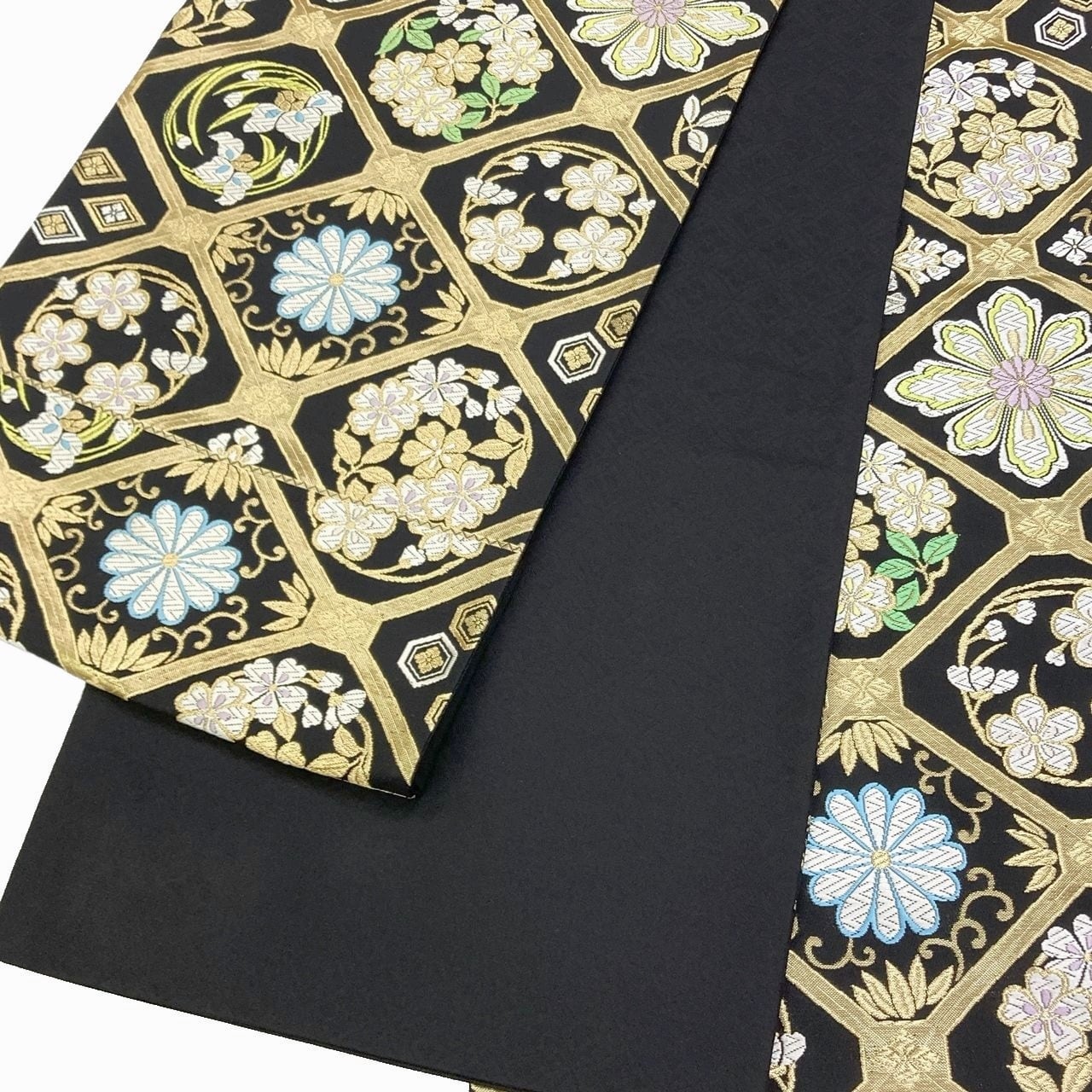 袋帯 都謹製 四季花菱文 六通柄 西陣 正絹 日本製 みやこ 未仕立て