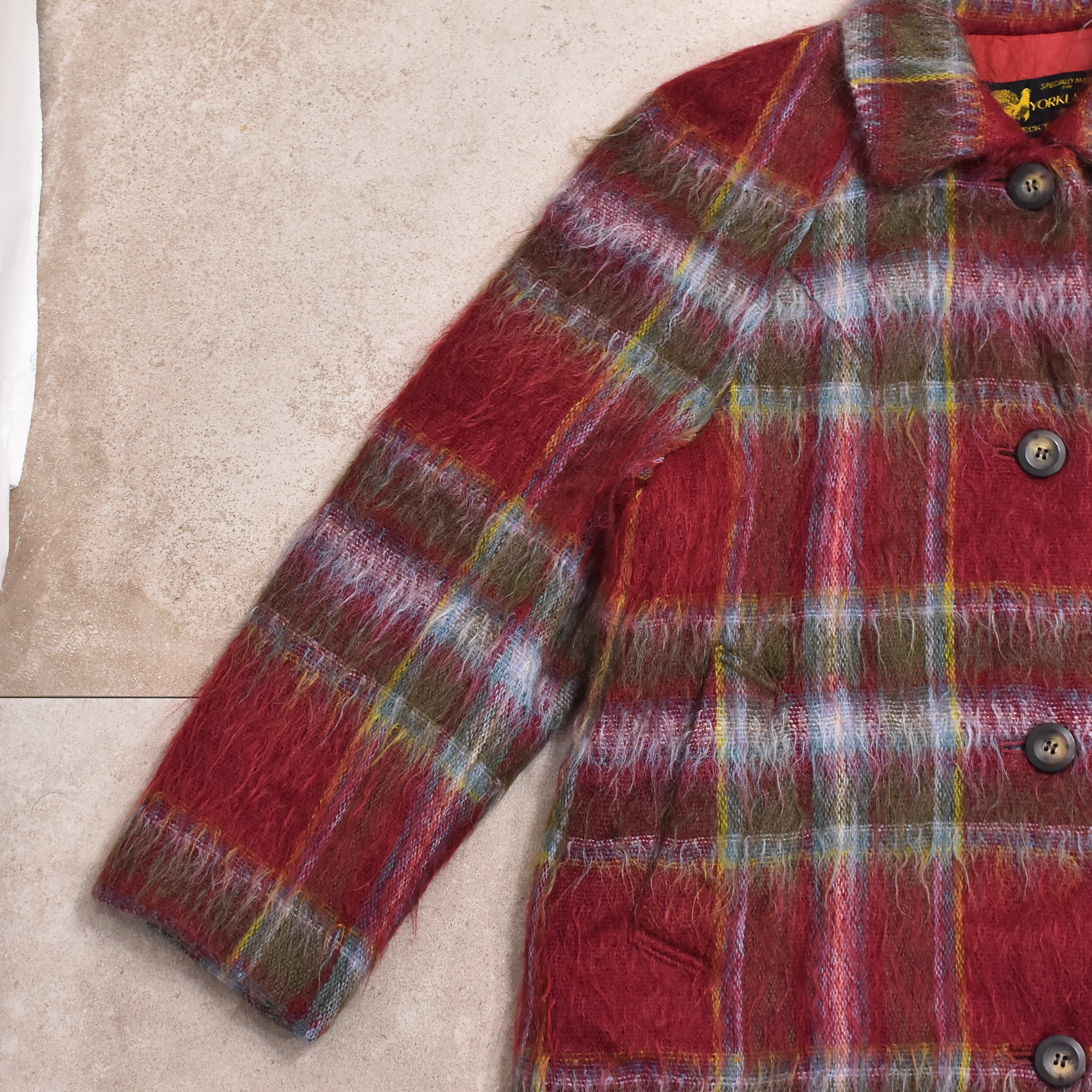 80～90s YORKLAND mohair blend check coat | 古着屋 grin days memory