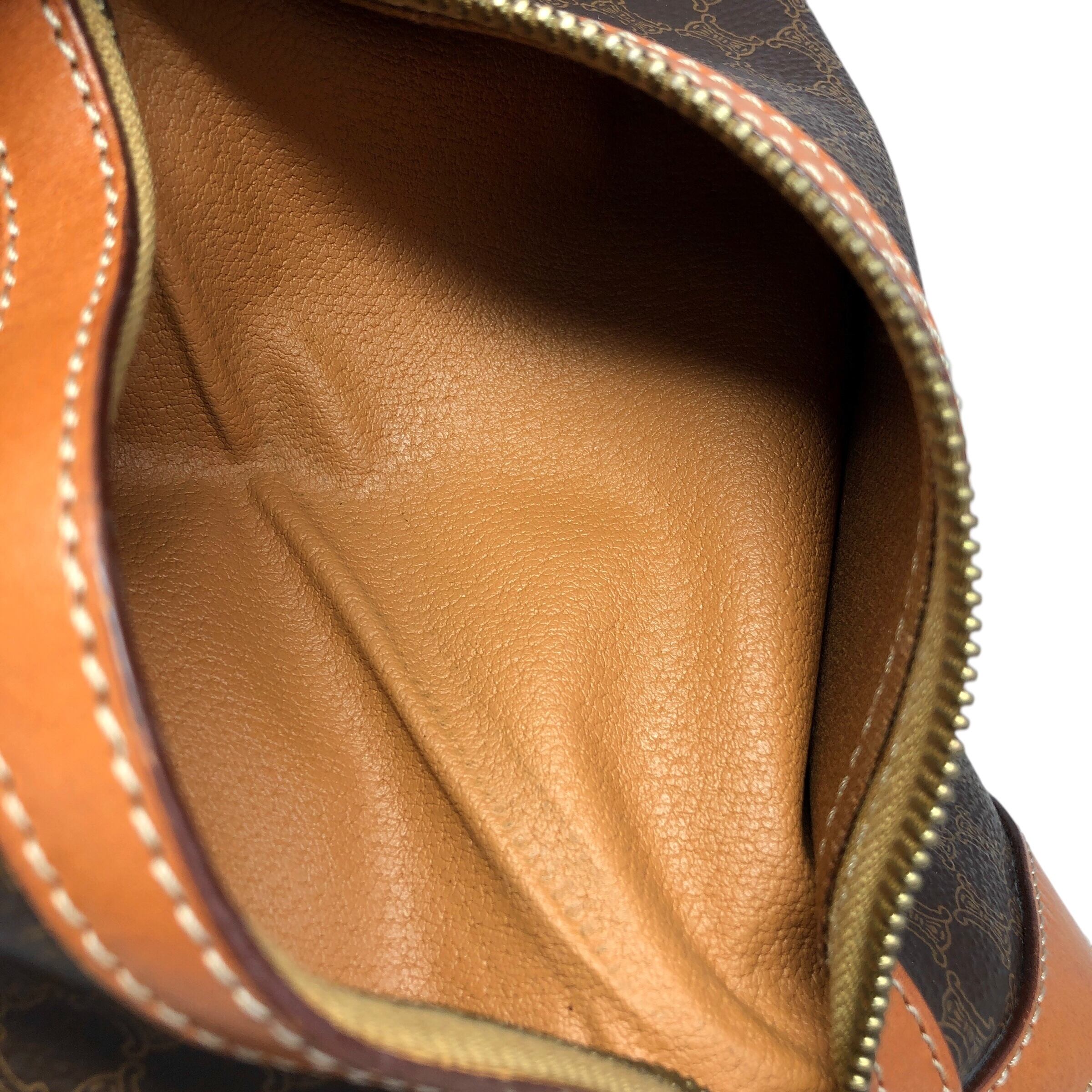 CELINE セリーヌ マカダム ショルダーバッグ ブラウン ブラゾン型押し