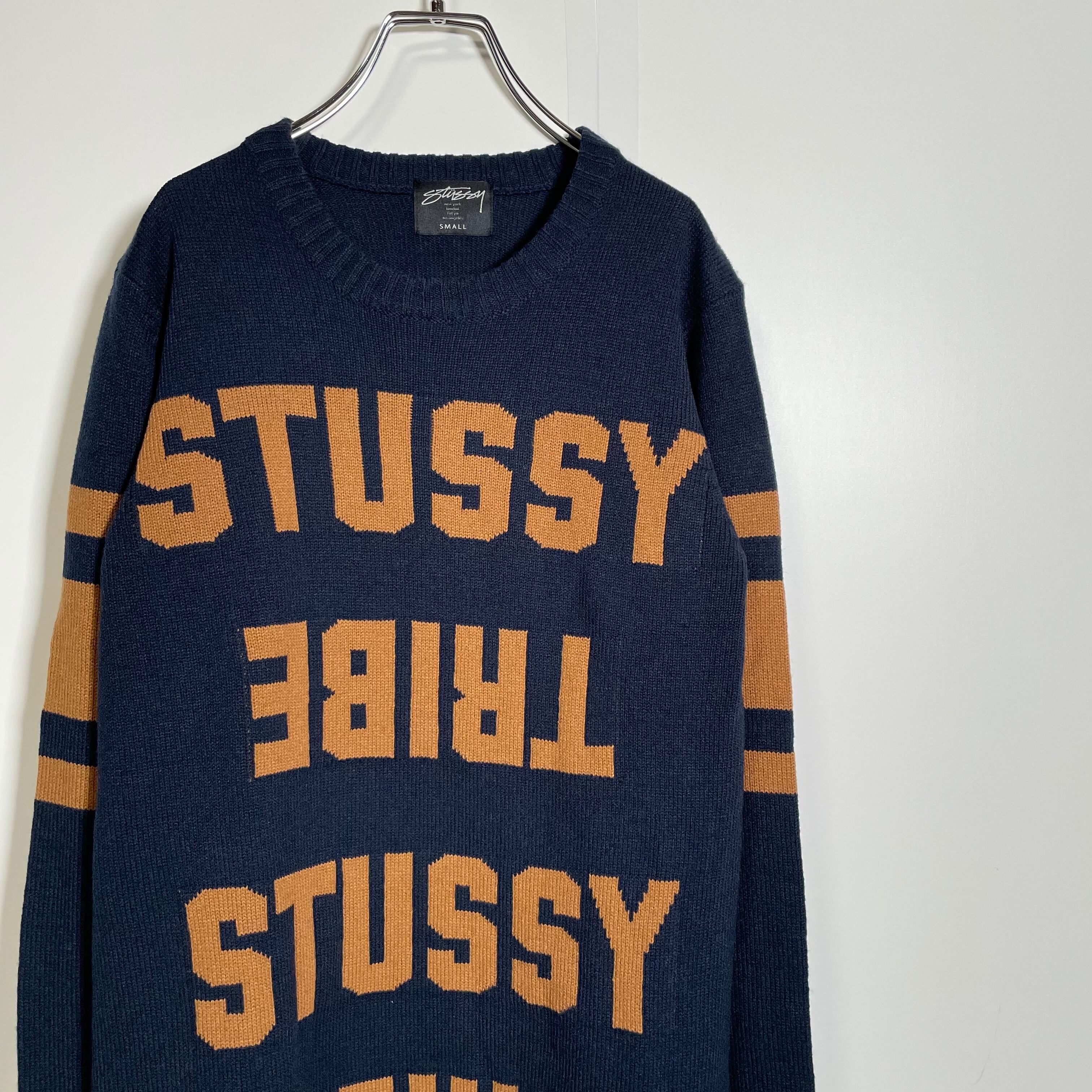 STUSSY ステューシー ニットセーター ワンピース ロゴ ネイビー | 古着