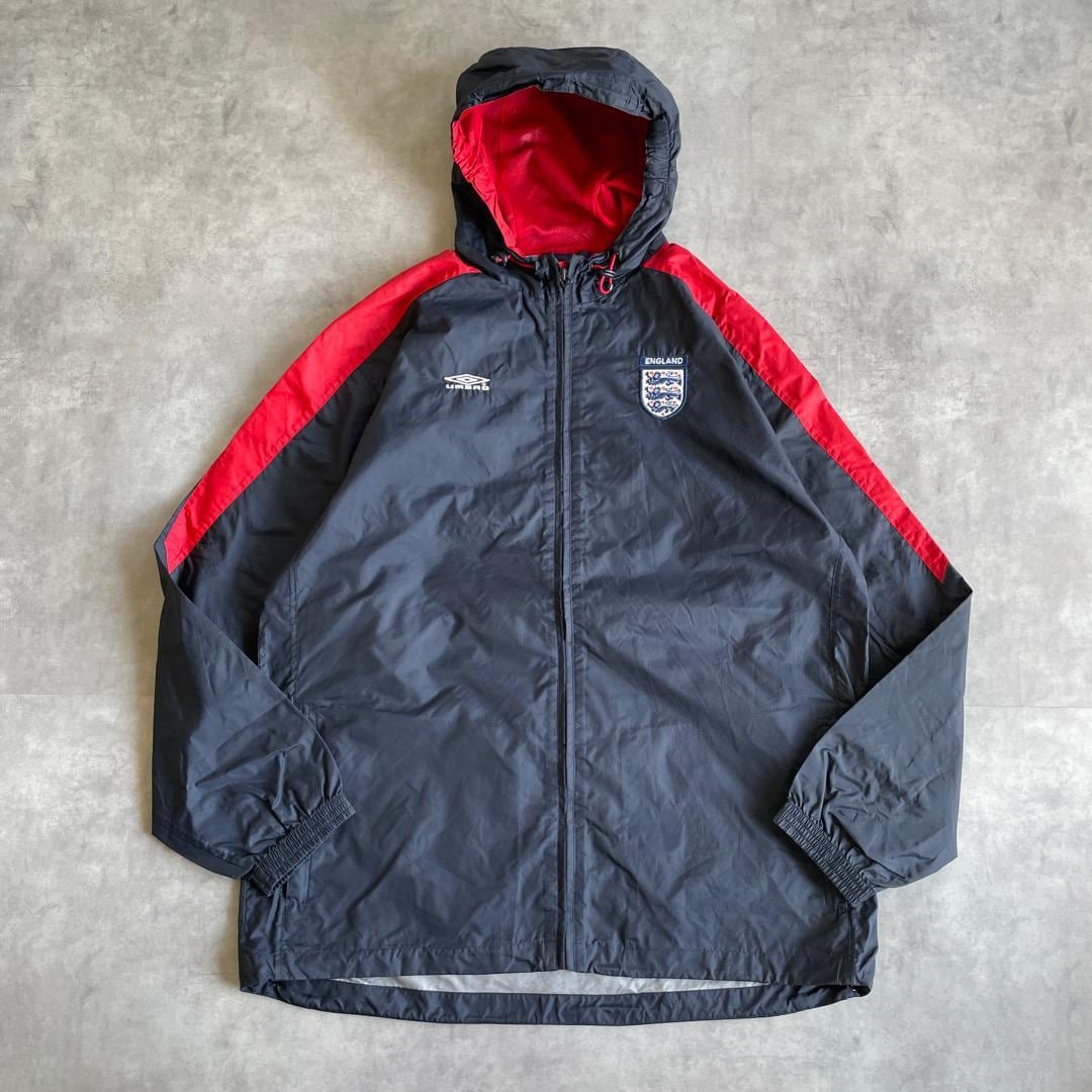 アンブロ イングランド代表 ナイロンジャケット サッカー 00s XL 紺 赤