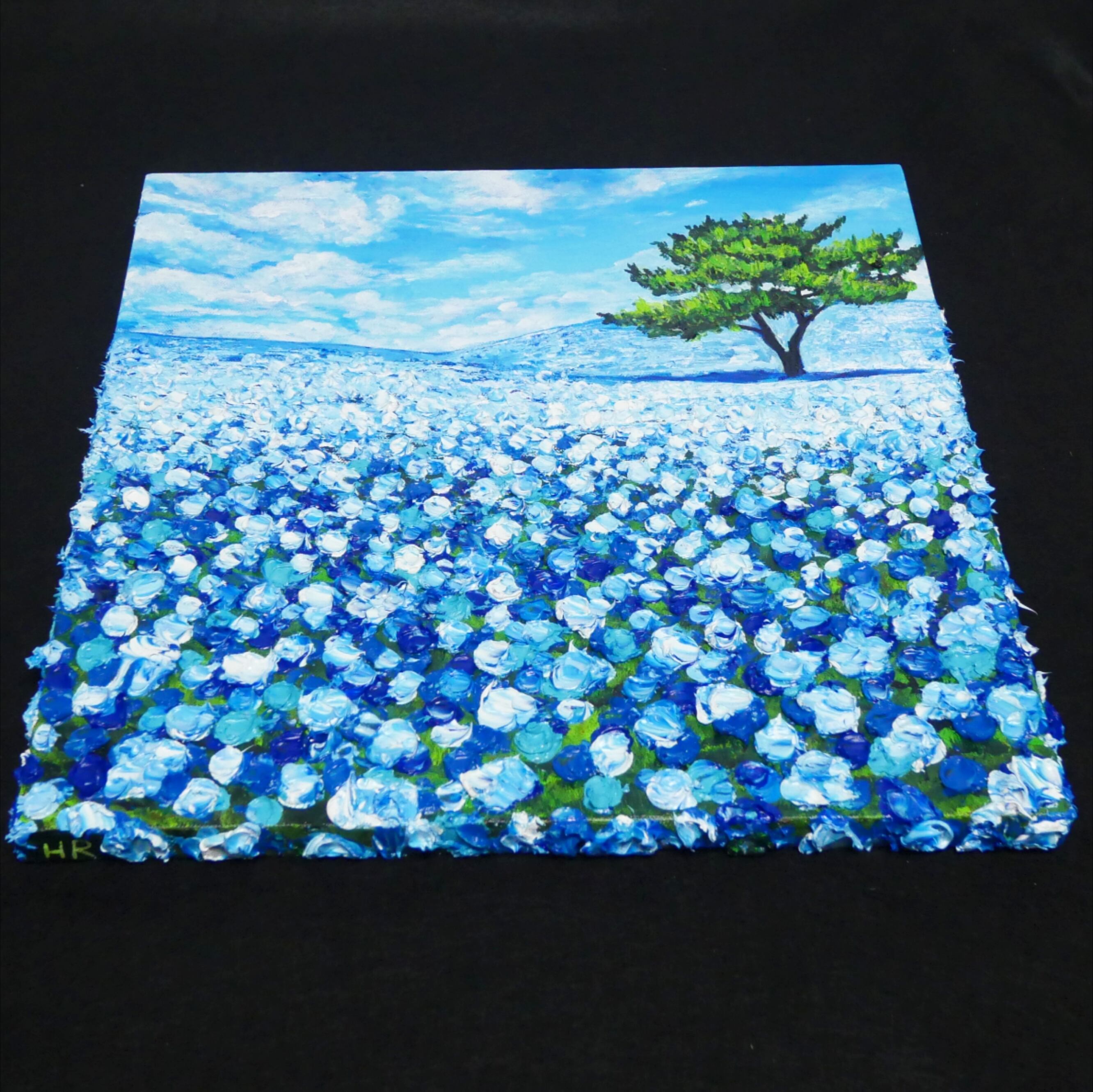 油絵 絵画 アートパネル【ネモフィラの丘】 | HIROSHI1990