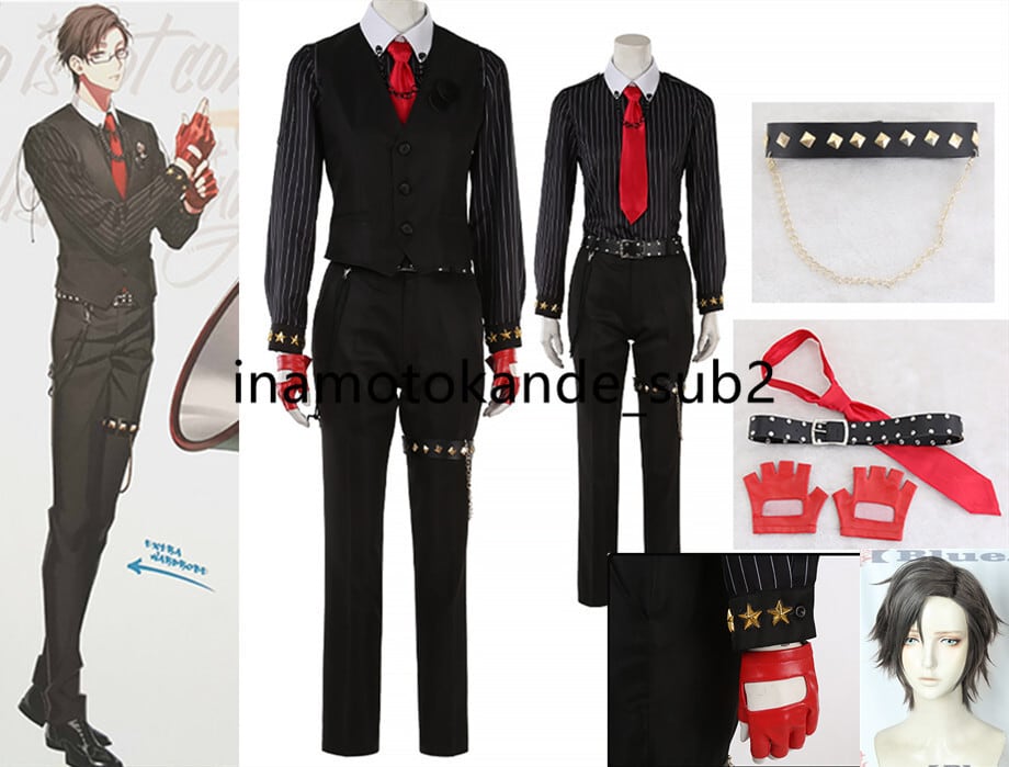 ヒプノシスマイク 入間銃兎 コスプレ衣装＋手袋 全セット 靴 ウィッグ