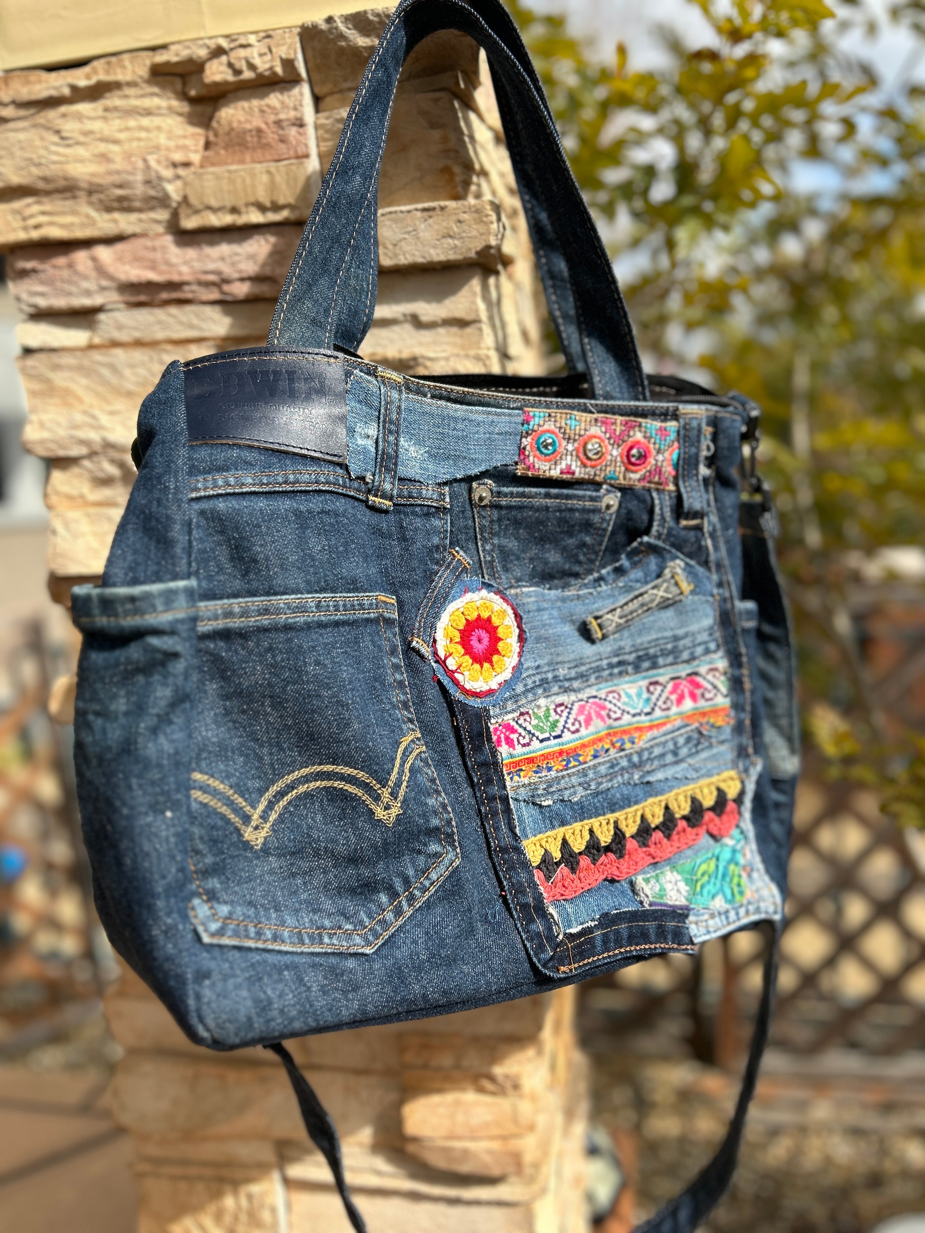 デニムパッチワークバッグ | アジアン雑貨ルチュ