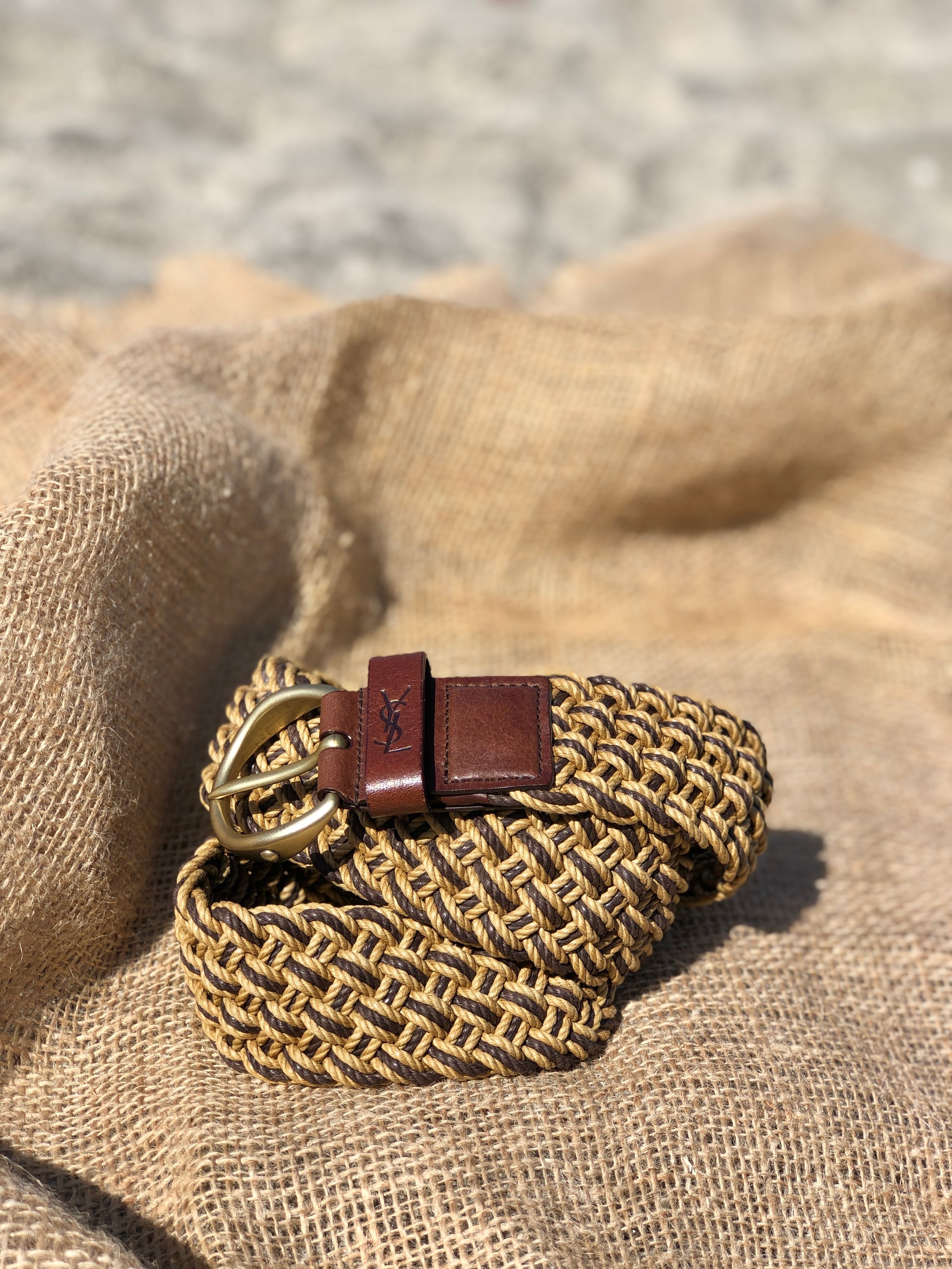 Yves Saint Laurent イヴ・サンローラン メッシュ ブランドロゴ レザー