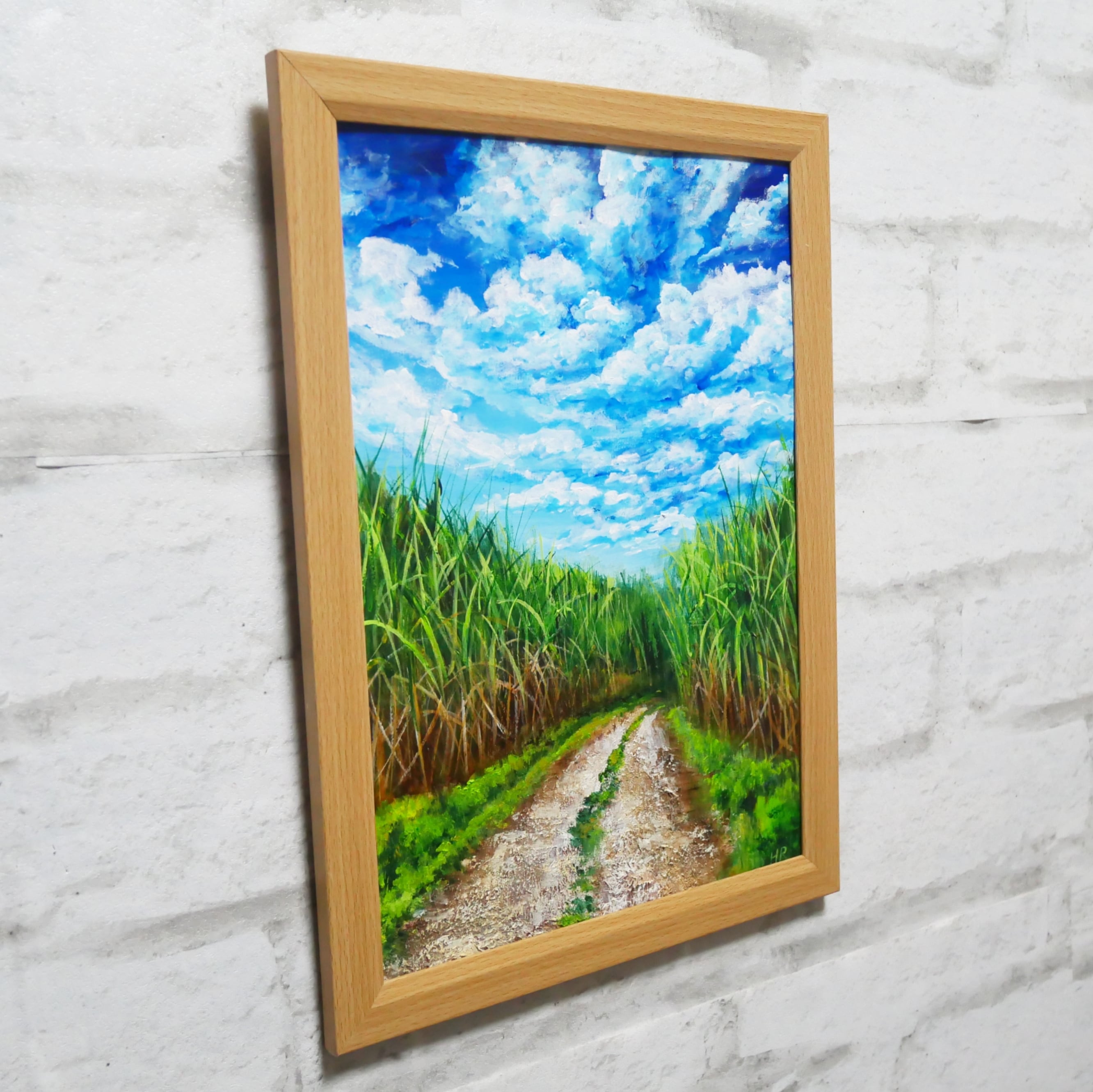 油絵 油彩 油彩画 絵 絵画【サトウキビ畑の空】 | HIROSHI1990