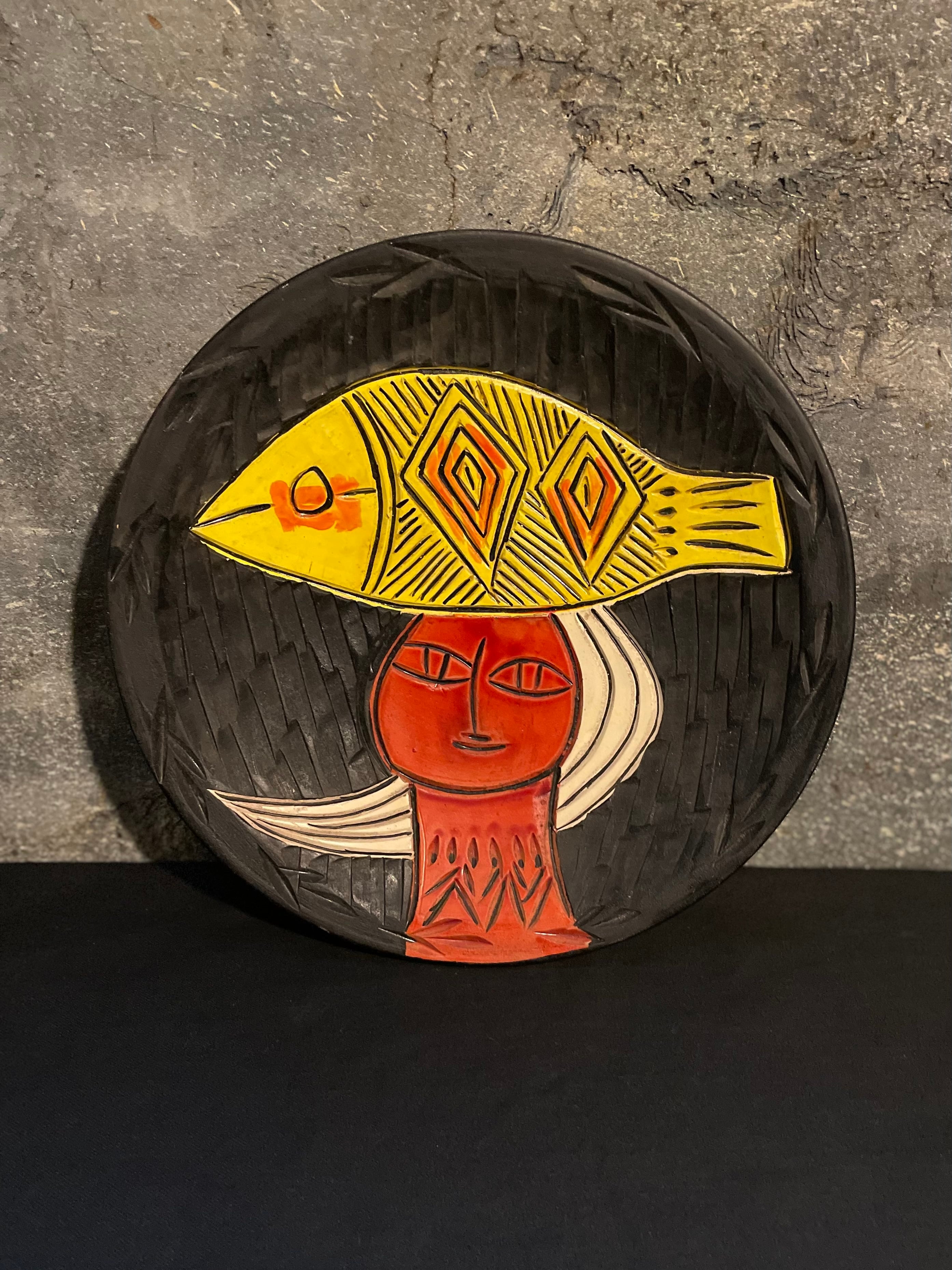 Japan Vintage 京焼 清水焼 藤平正文 飾皿 絵皿 大皿 伝統工芸 ピカソ