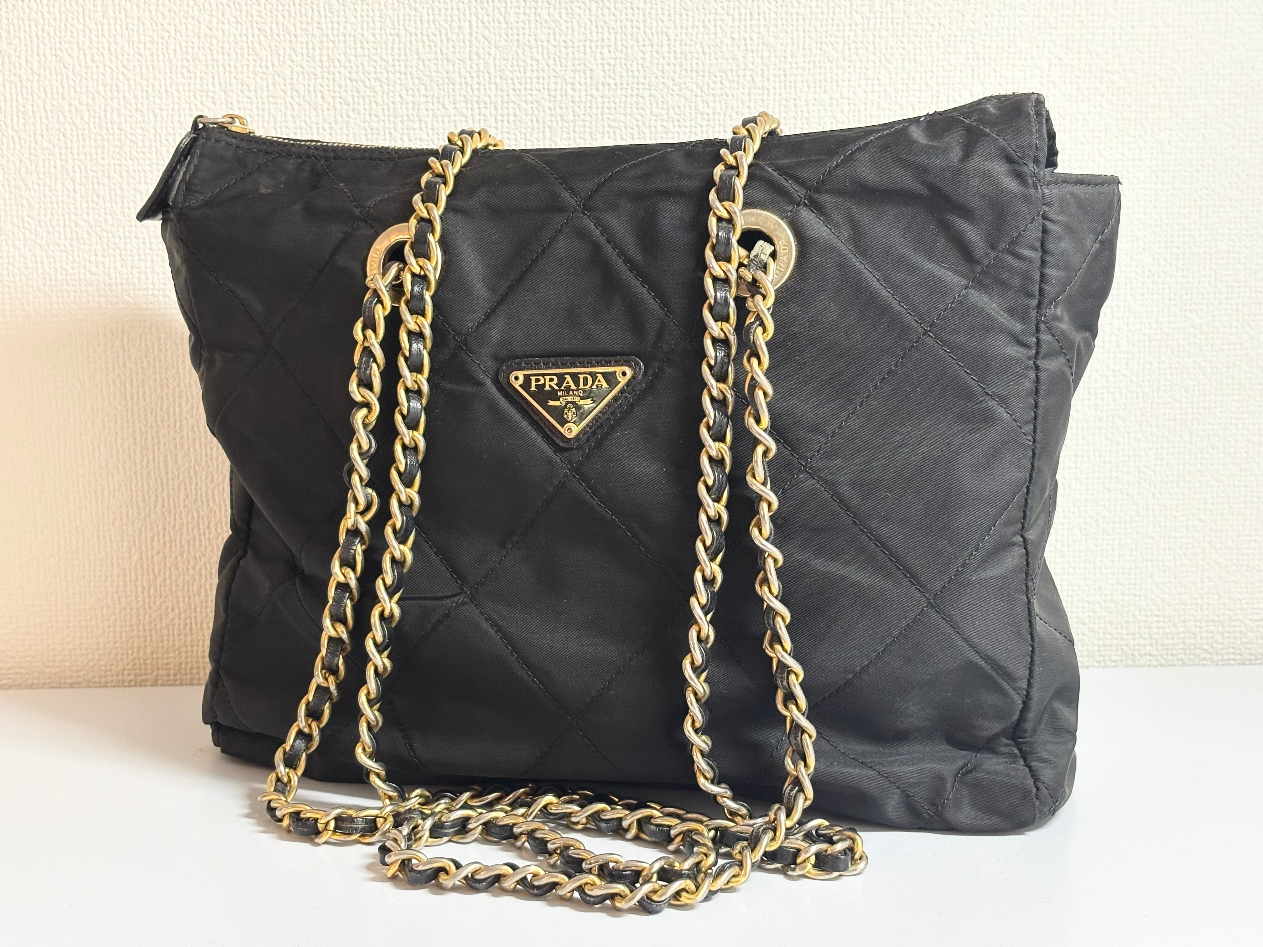 PRADA プラダ ナイロン チェーン ショルダーバッグ ヴィンテージ 黒