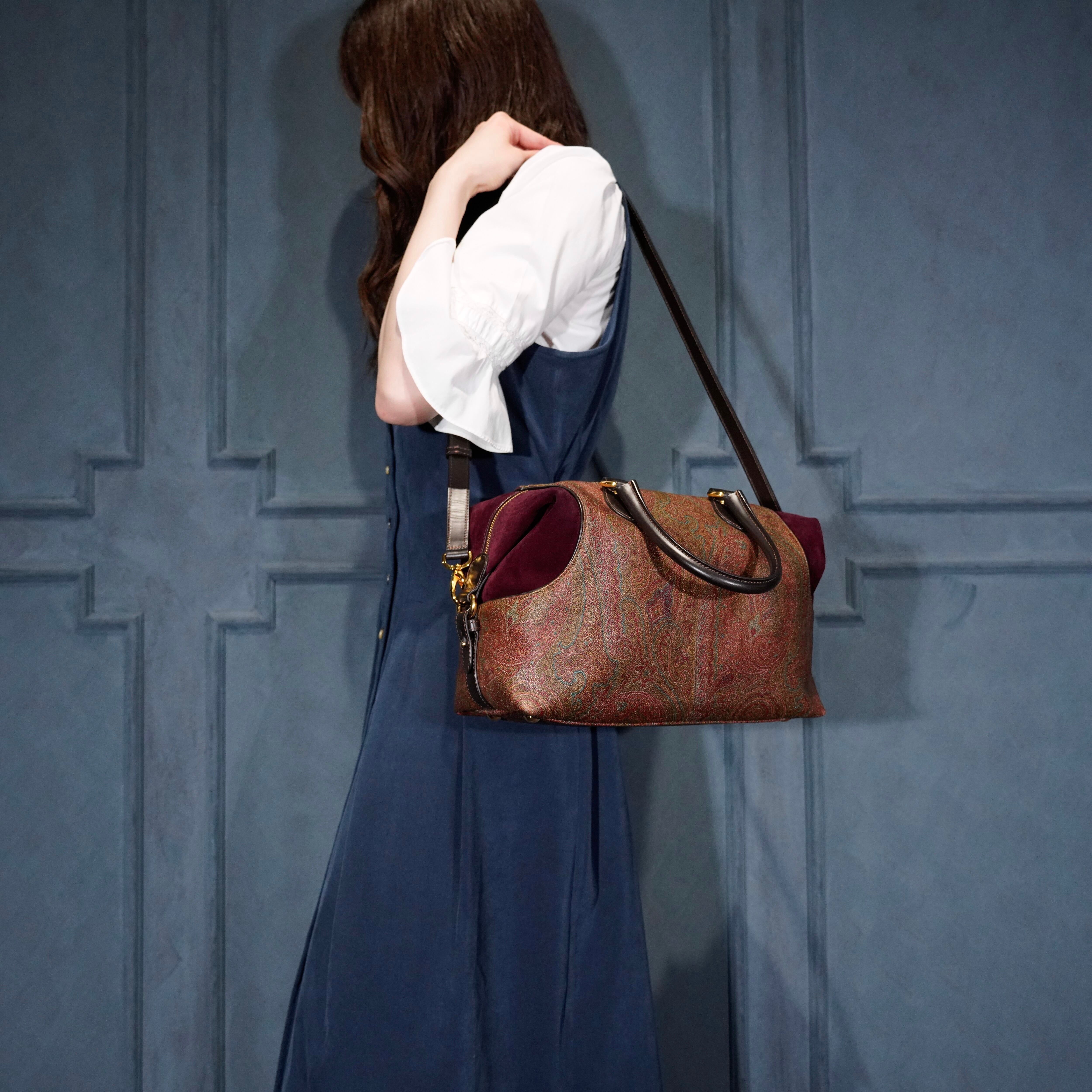 ETRO PAISLEY PATTERNED LEATHER SWITCHED DESIGN 2WAY BOSTON