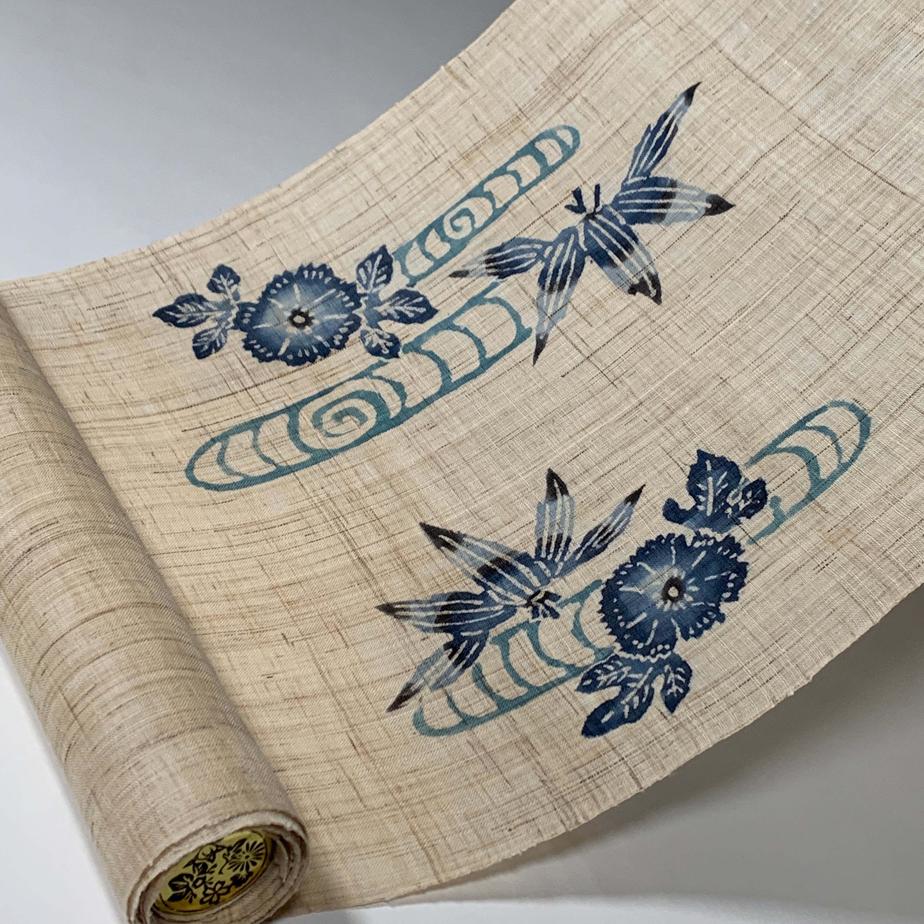 工芸キモノ野口謹製 麻地九寸名古屋帯「藍の濃淡で夏らしく」 | misakoshop