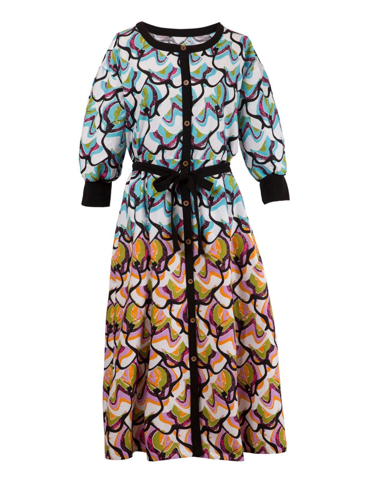 シャツワンピース パステル ブルー×パープル×グリーン（日本縫製