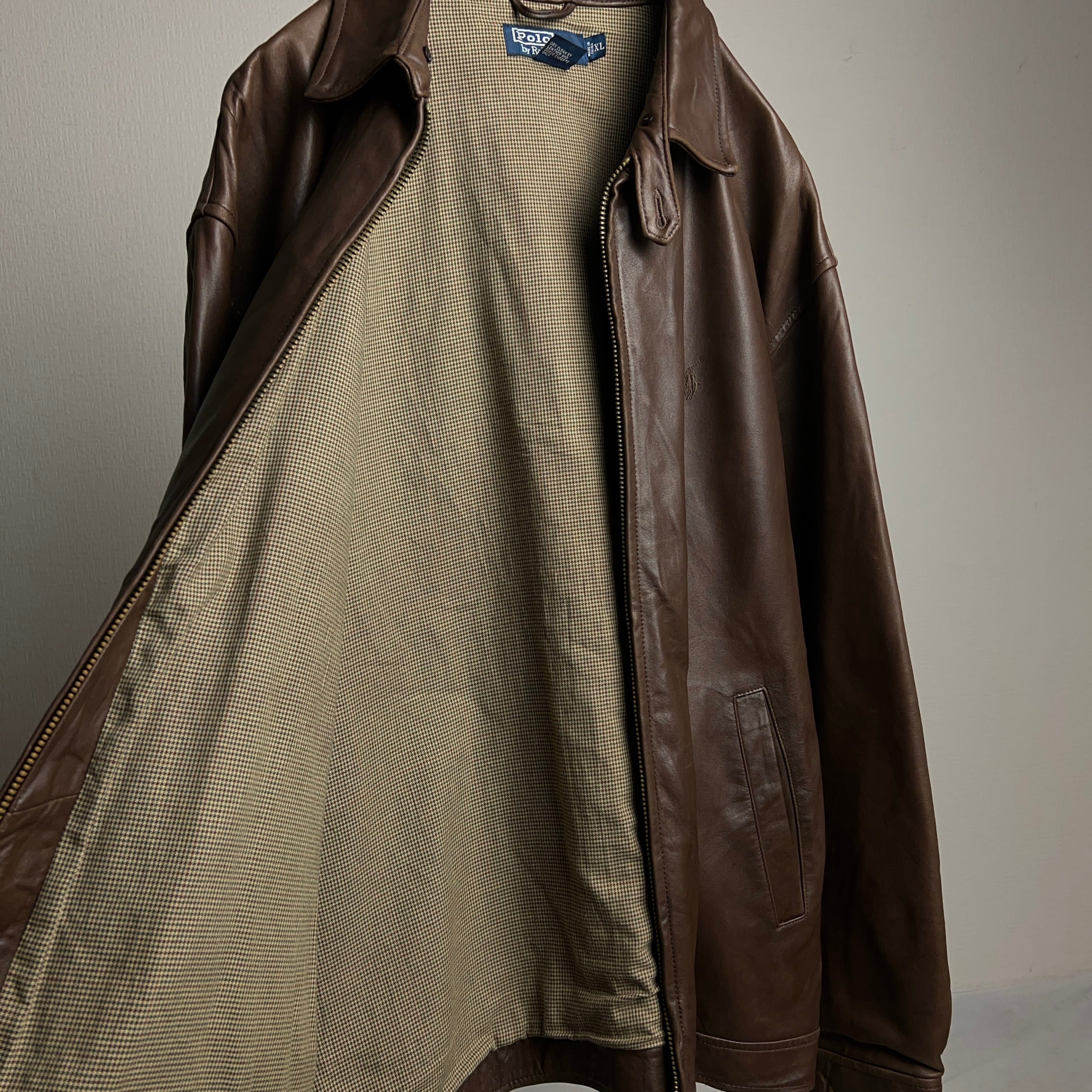 90's Polo by Ralph Lauren Leather Swingtop Jacket SIZE XL 90年代