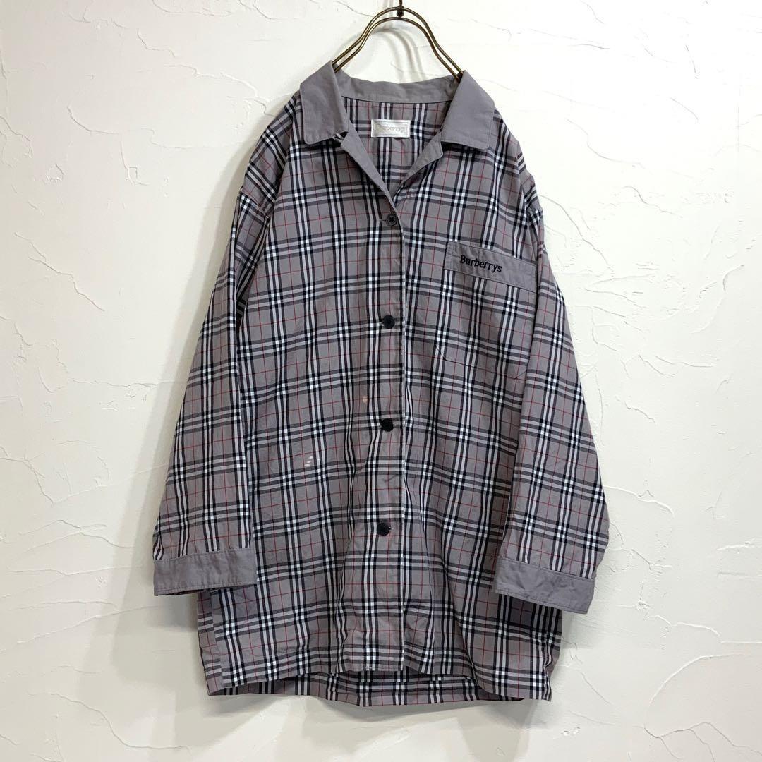 90's Burberry バーバリー ノバチェック プリズンシャツ グレー | 古着