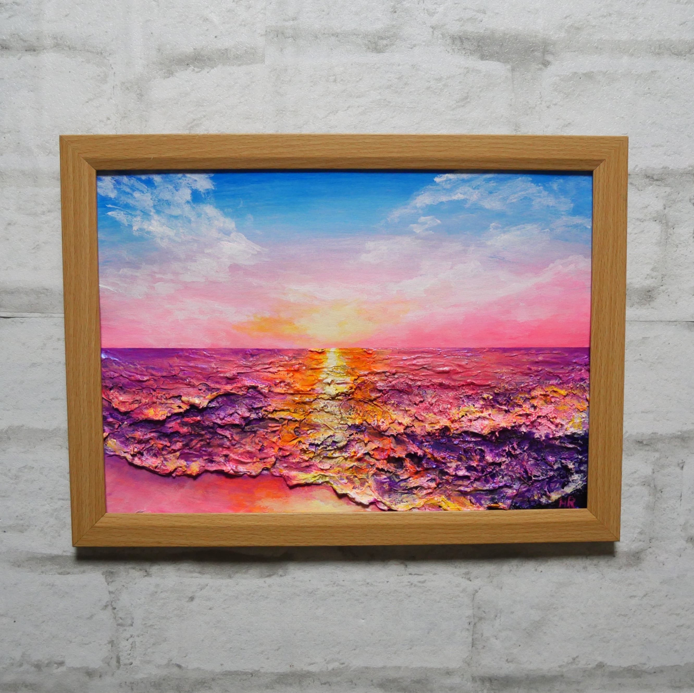 油絵 油彩 油彩画 絵 絵画 【ピンクの夕焼け】 | HIROSHI1990