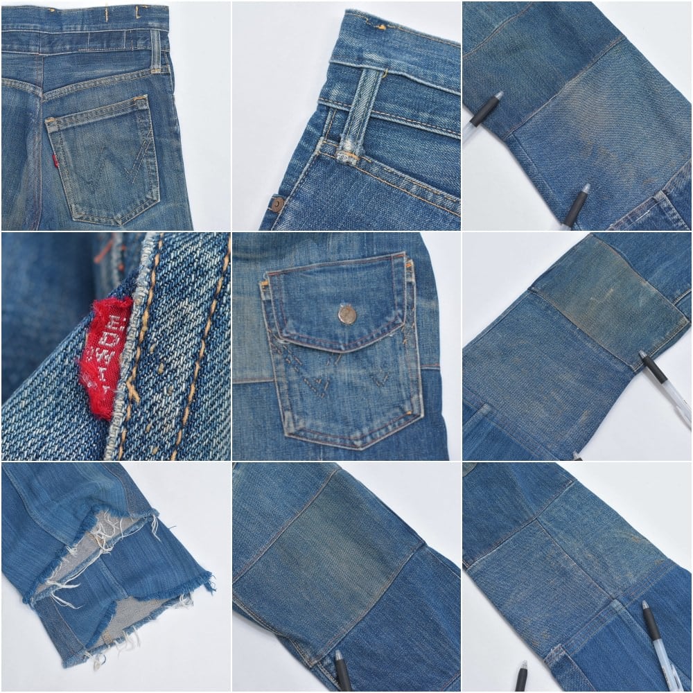 Remake ツギハギ パッチワーク デザイン フレアカット ジーンズ デニム