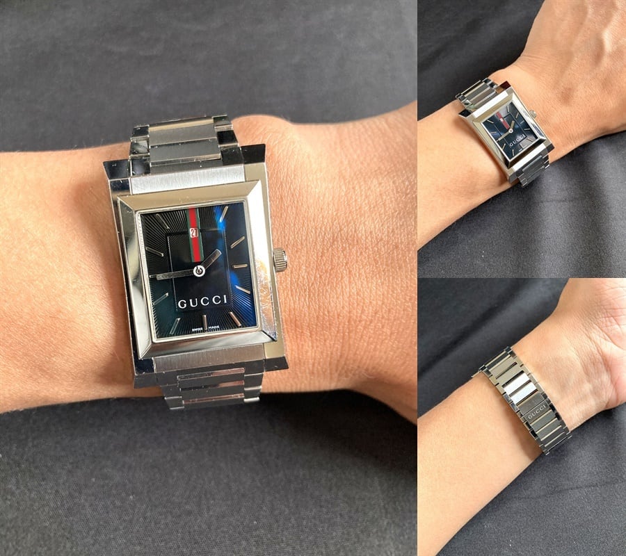 GUCCI グッチ 時計 定価17万 メンズ シェリーライン スクエア シルバー