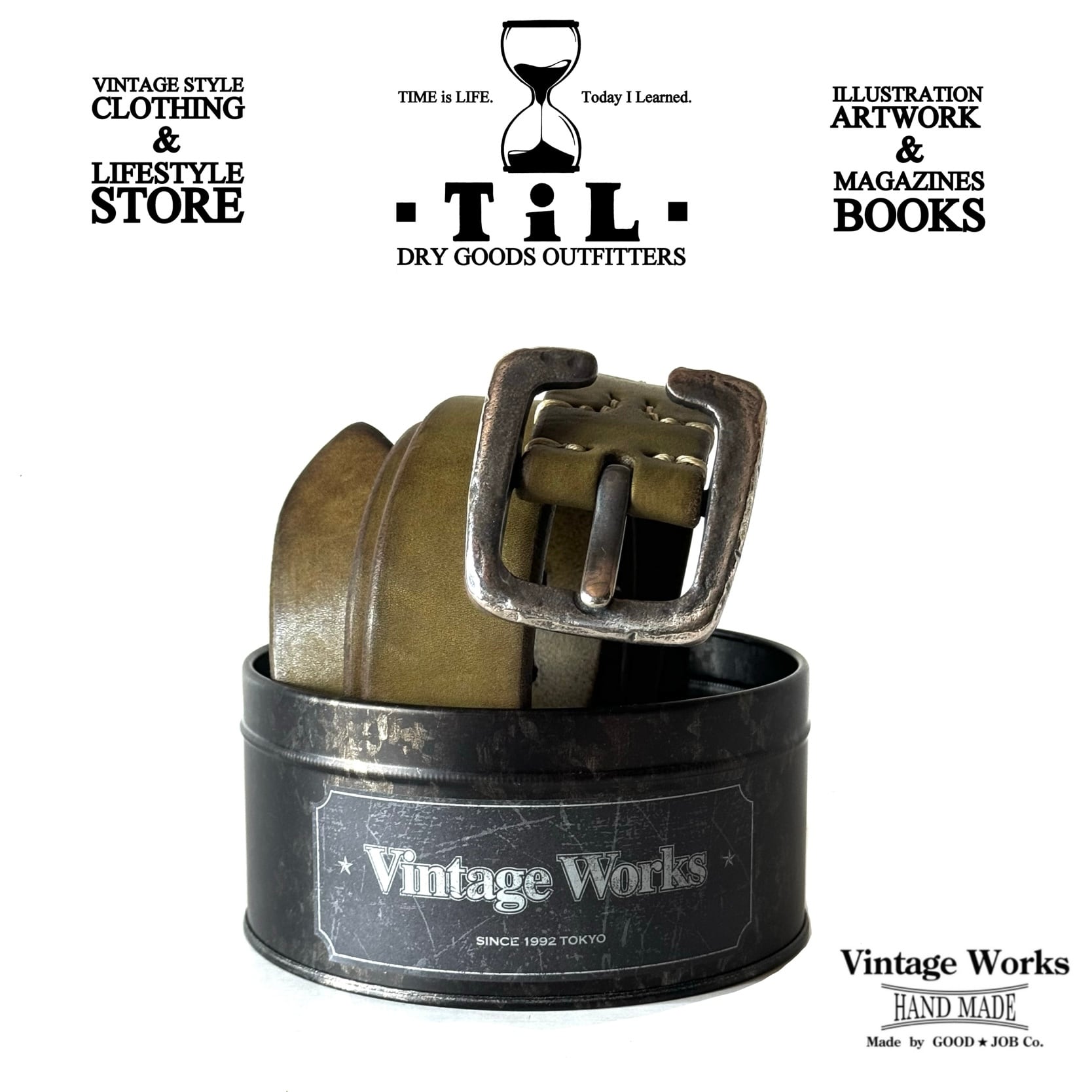 Vintage Works Cバックル レザーベルト DH5536MAX [KAHKI]（グリーン