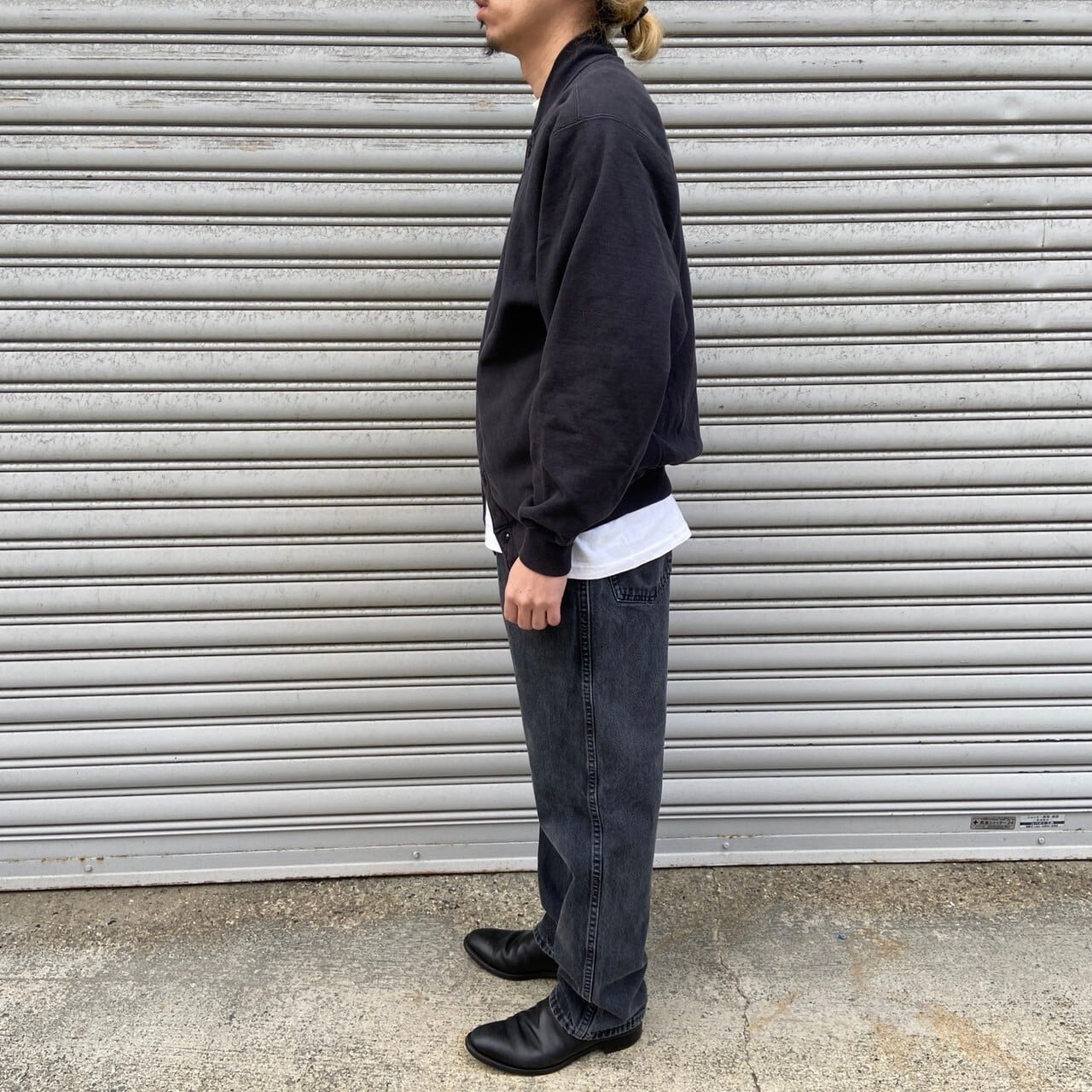 90s USA製 Champion リバースウィーブスナップカーディガン 黒 M