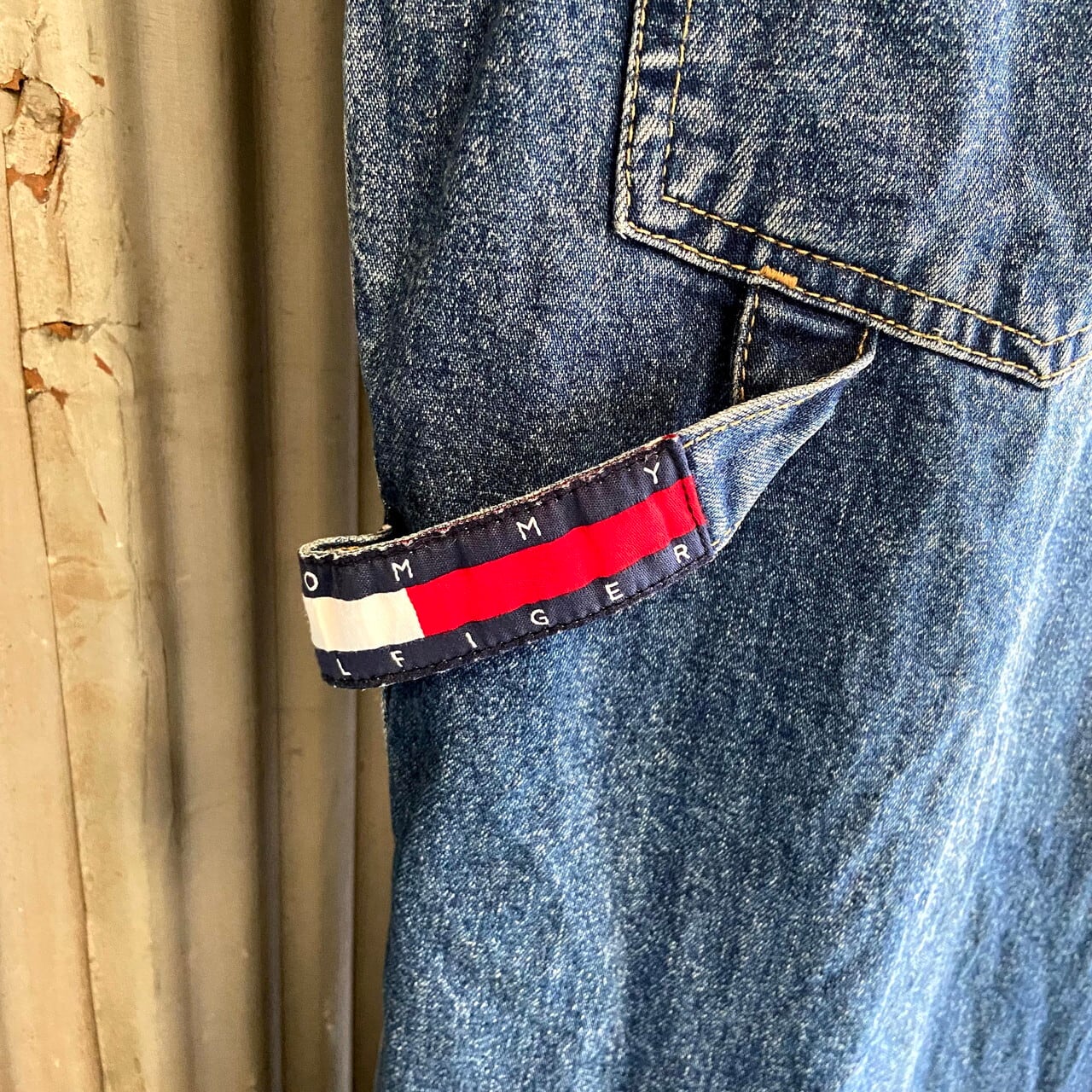 90年代 TOMMY HILFIGER トミー オーバーオール メンズM 古着 90s
