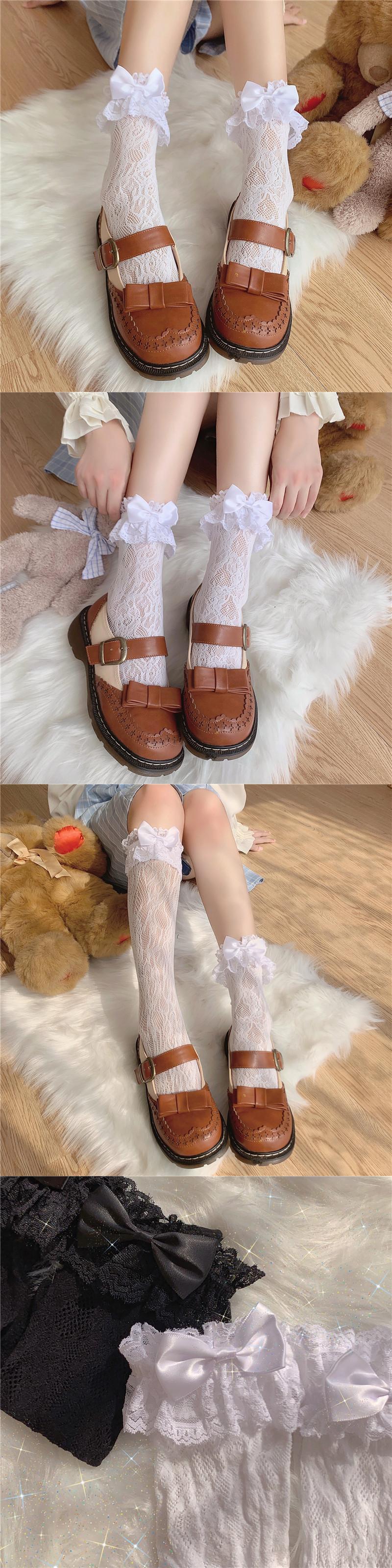 ✞ リボンレースソックス タイツ ストッキング ✞ゴスロリ SM ミリ 甘