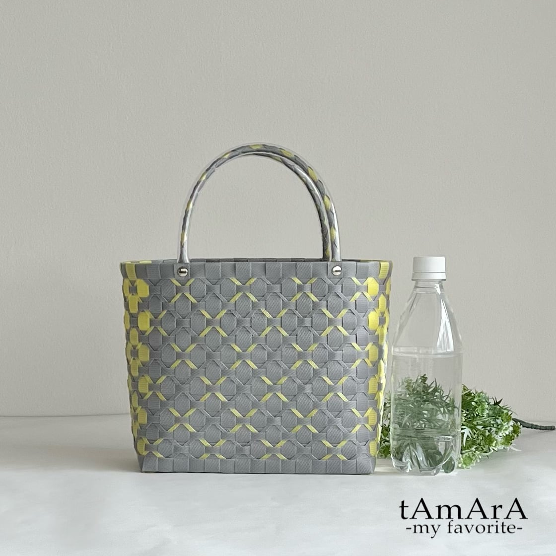 受注製作】プラカゴ miniロングサイズ/A5 miniL-121 グレー*黄 2way