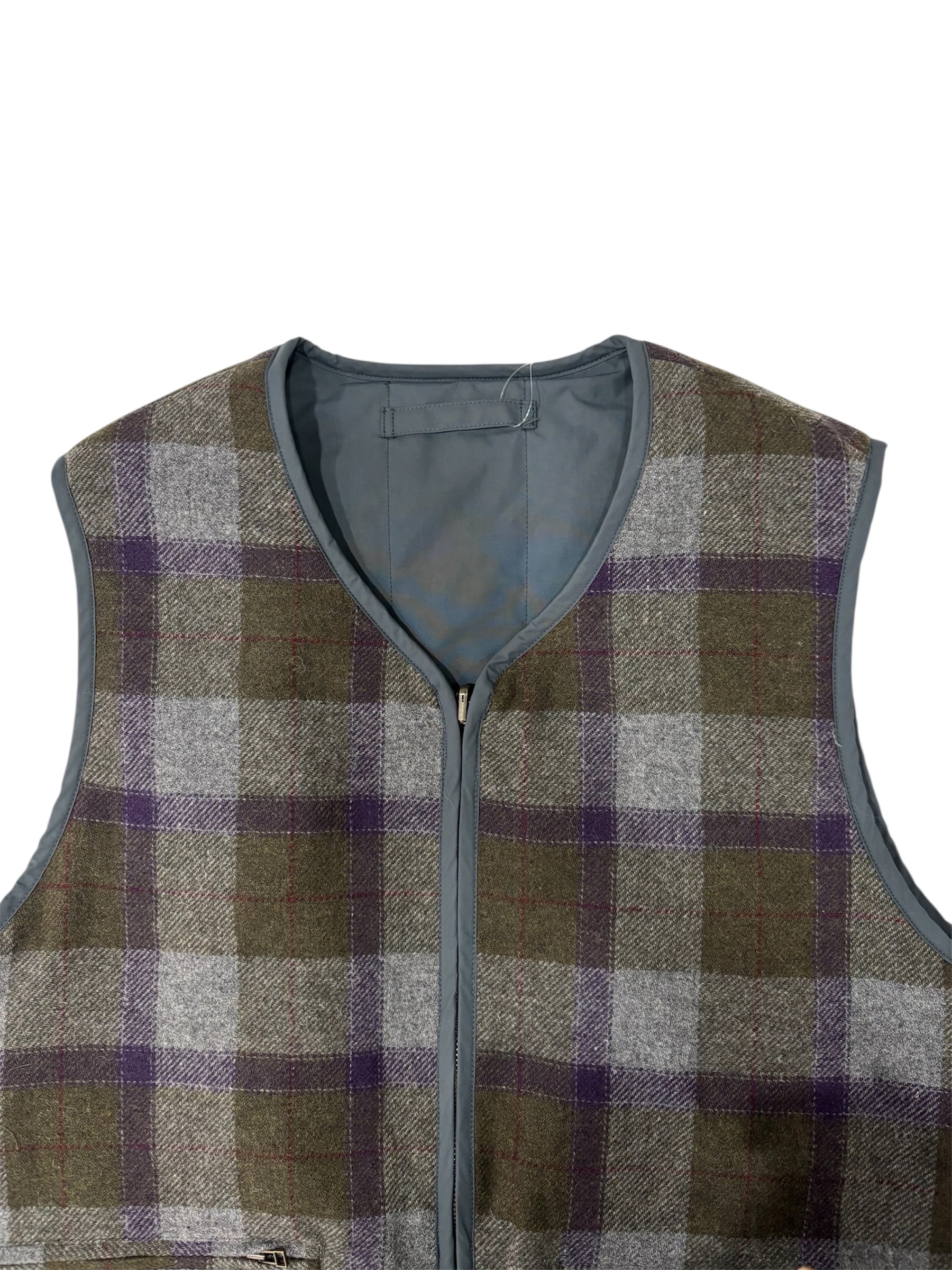 PWA】REFINE-WOOL CHK RV VEST - CHARCOAL | standlobby