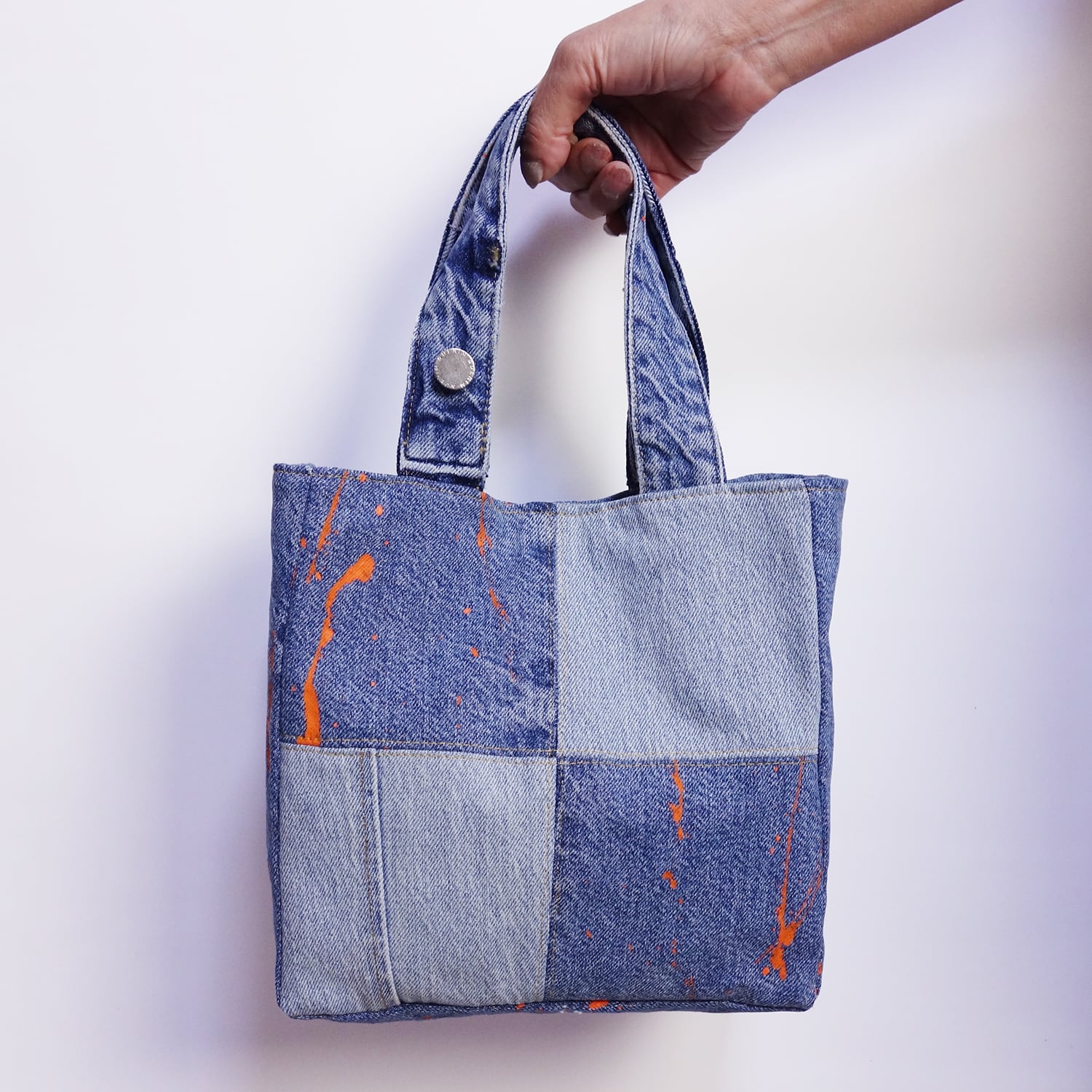 デニムベルト再利用＆ペイント加工の一点物ハンドメイドバッグ | DENIMCLUB