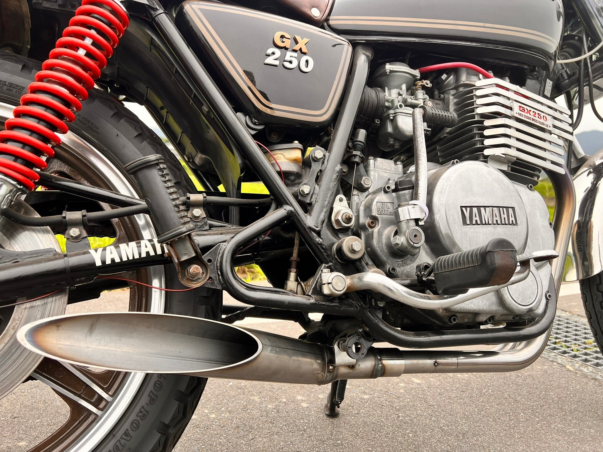 GX250用 爆吸オリジナル マフラー メッキ サイレンサーなし | REDSTAGE