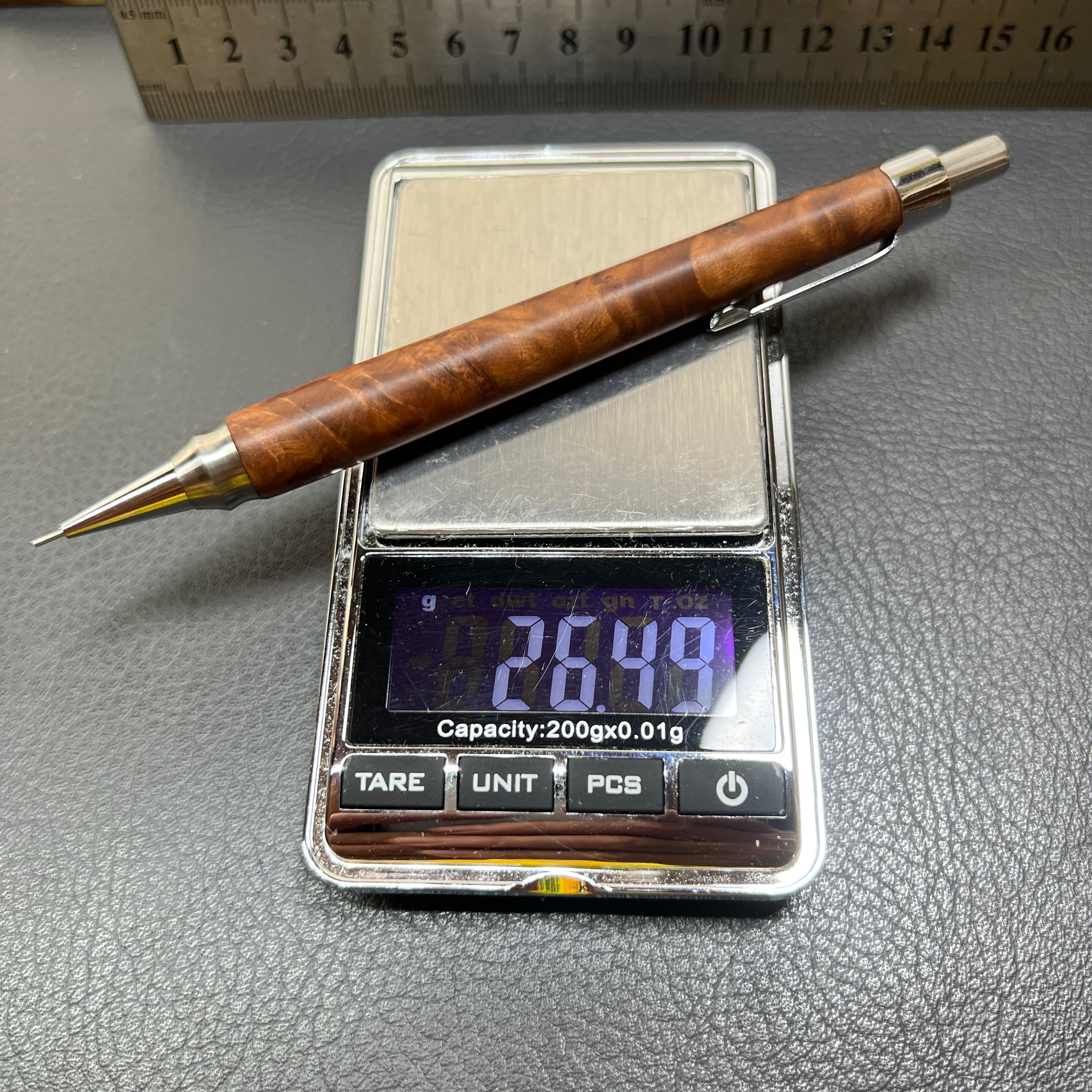 15樺瘤濃色木製シャーペン 強低重心ダブルR ステンレス | handwood