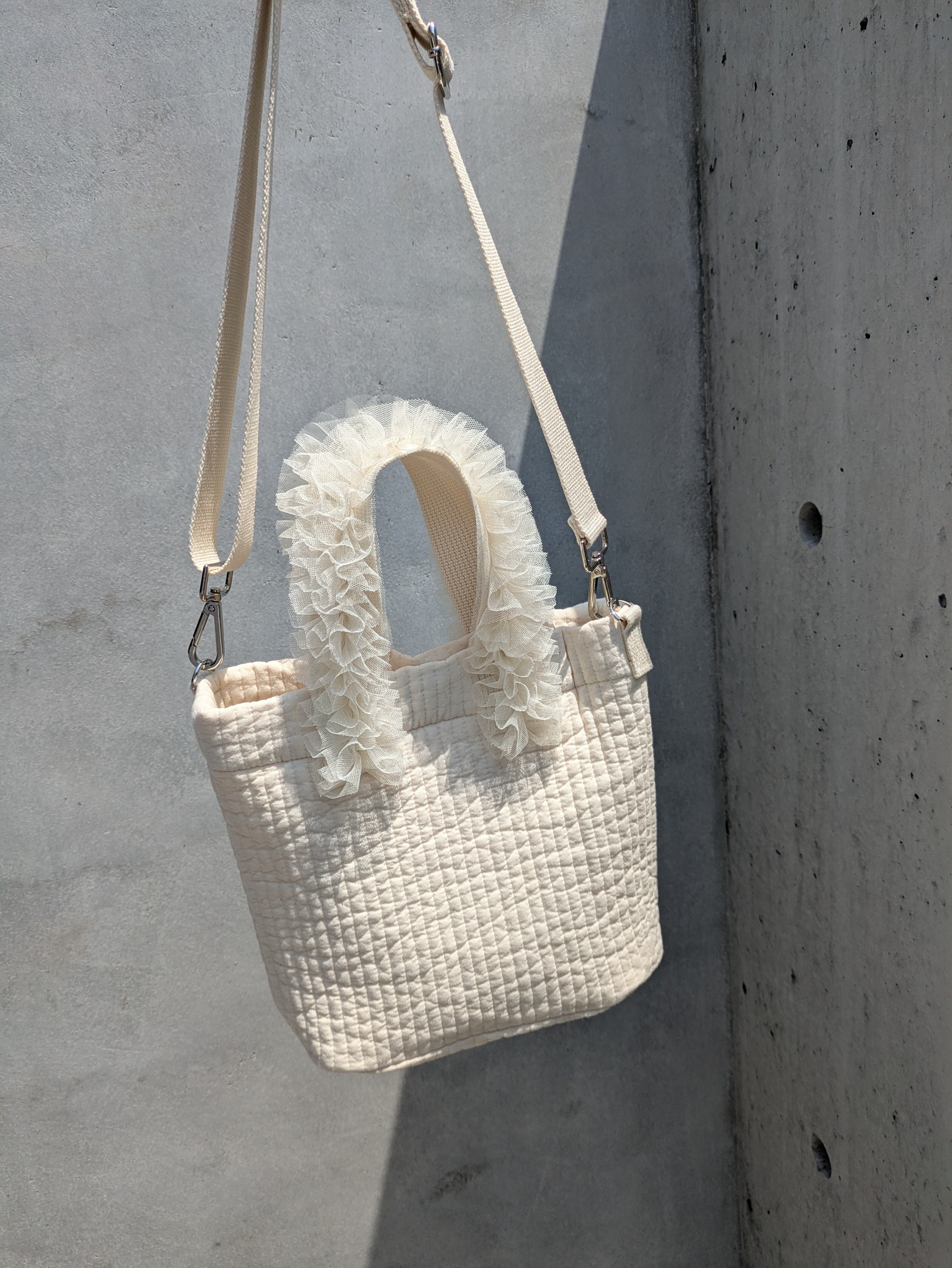 受注制作【washable】nubi frill tote （チュールフリル ヌビバッグ