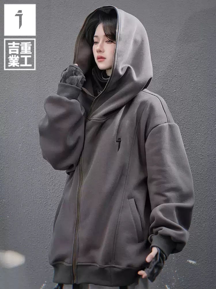JIYEIND 25SS 斜めファスナー ルーズパーカー | テックウェア専門店
