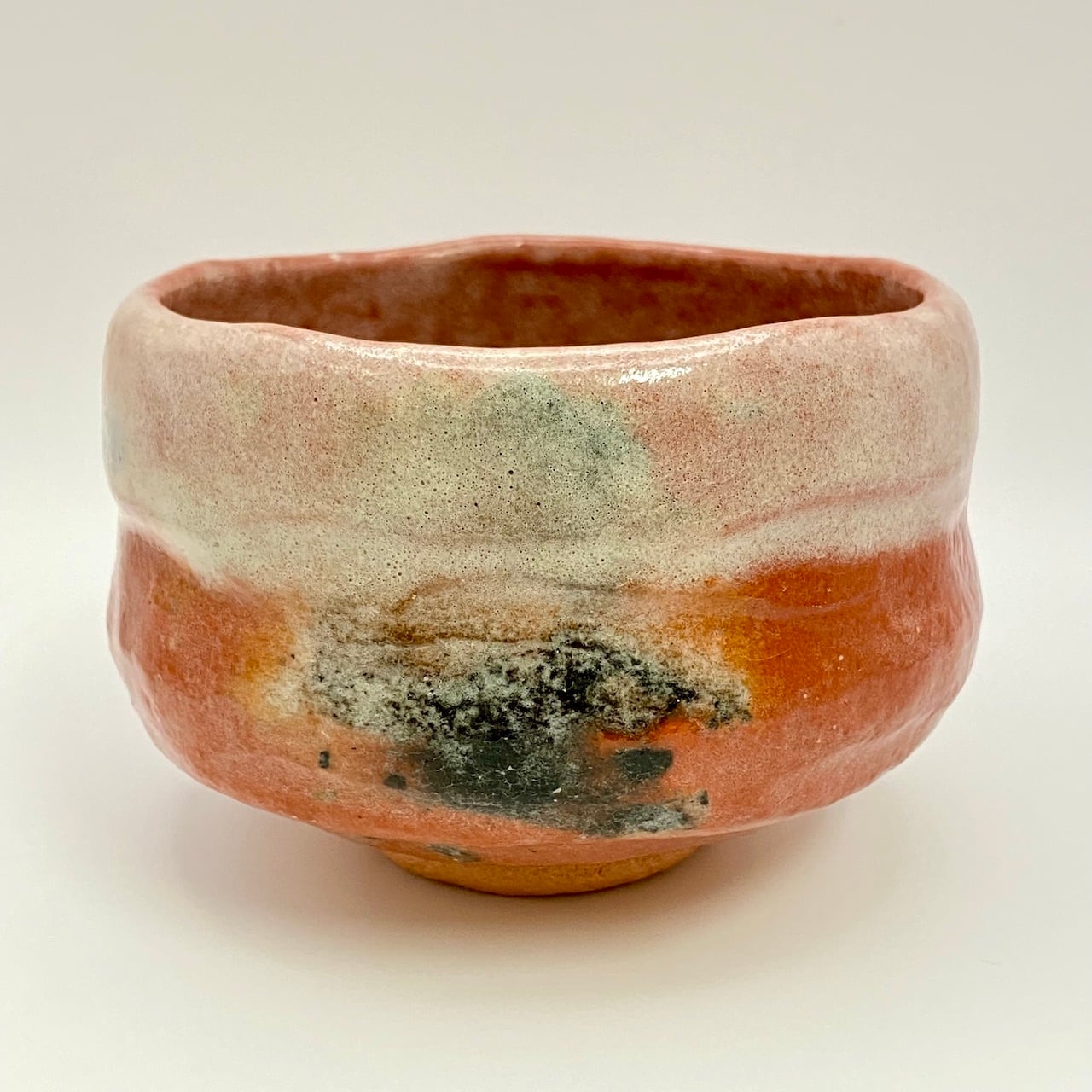 茶道具 八坂焼 赤楽 金銀二段 嶋台茶碗 共箱 V 9818 茶道具 八坂焼 赤