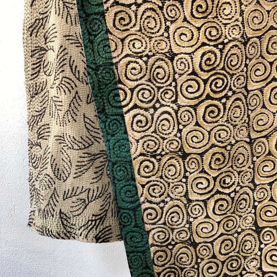 vintage block print kantha quilt swirl 泥染ブロックプリントカンタ