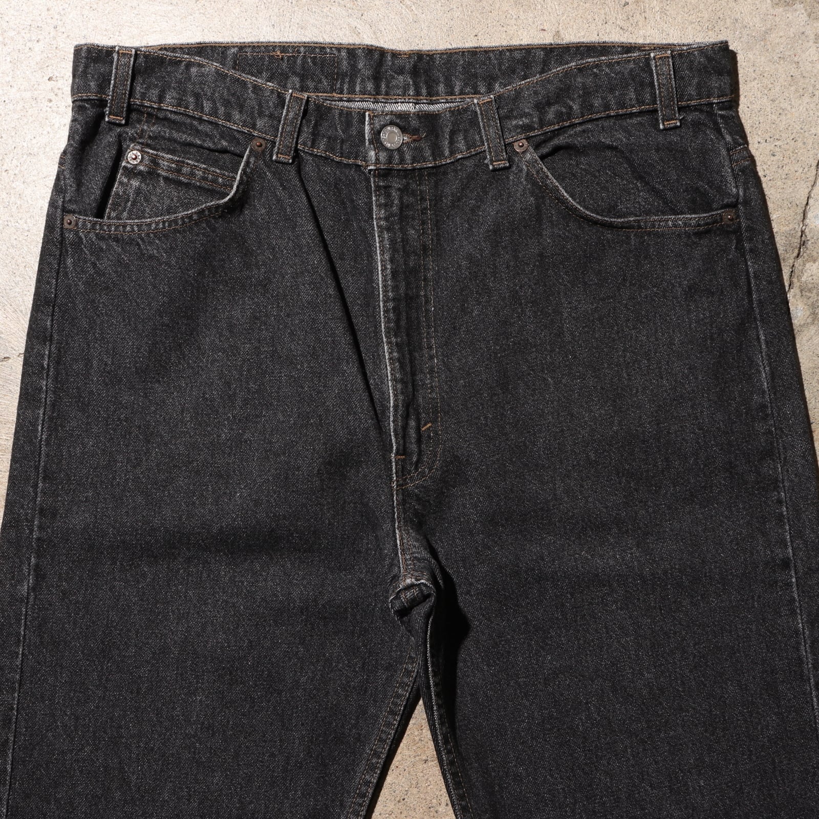 極美品 38×30 Levi's 505 USA 先染め黒 ブラックデニムパンツ オレンジ