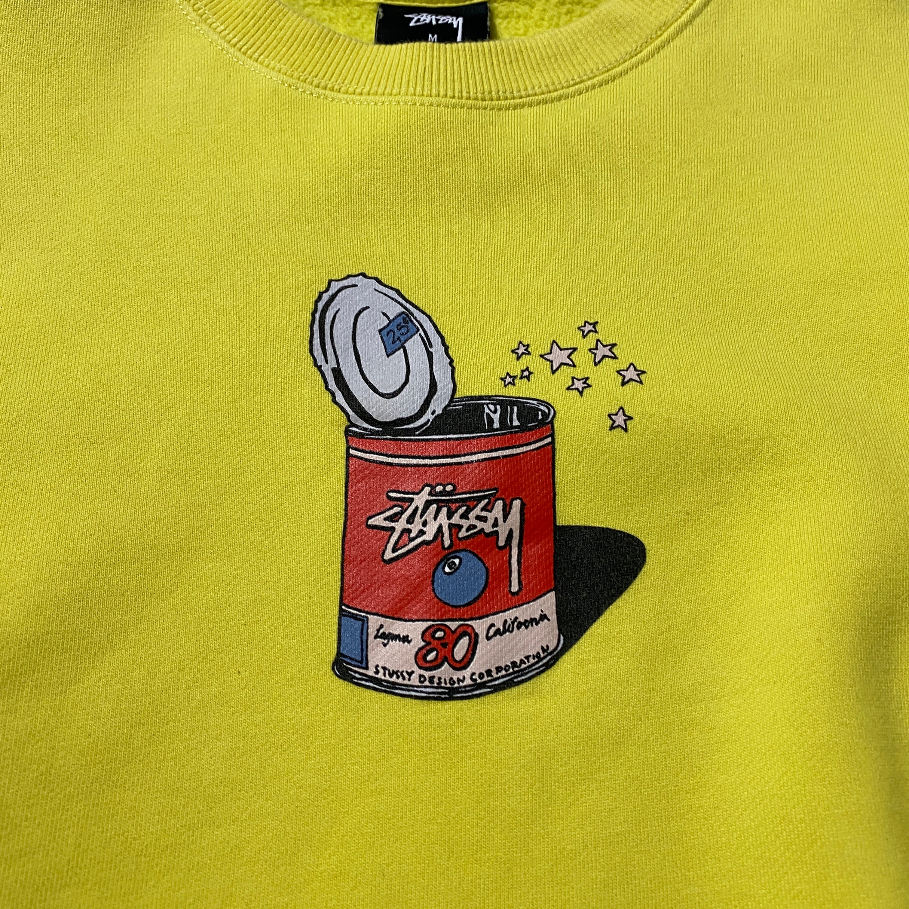 stussy ステューシー 缶 プリントロゴ イエロー スウェット トレーナー
