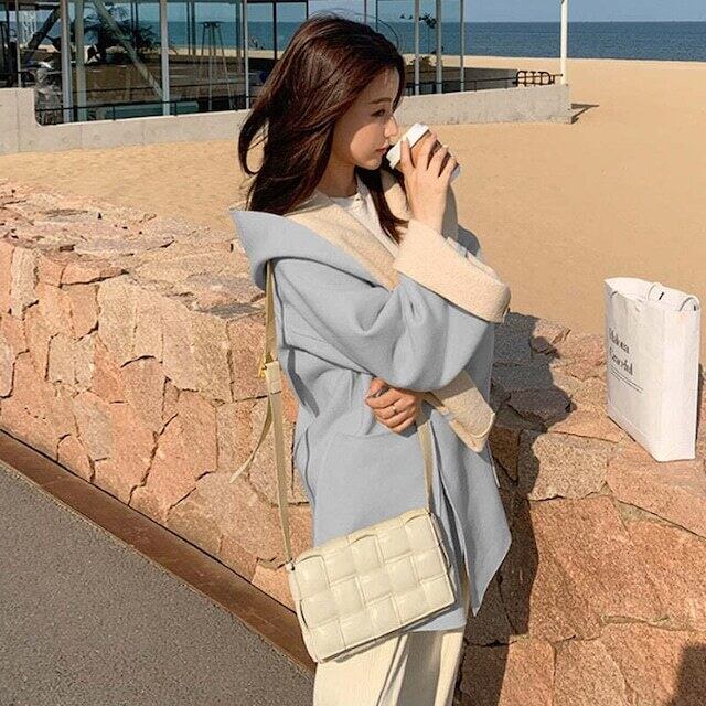 フード付きツートンフェルトコート(2COLORS) | cocoacce