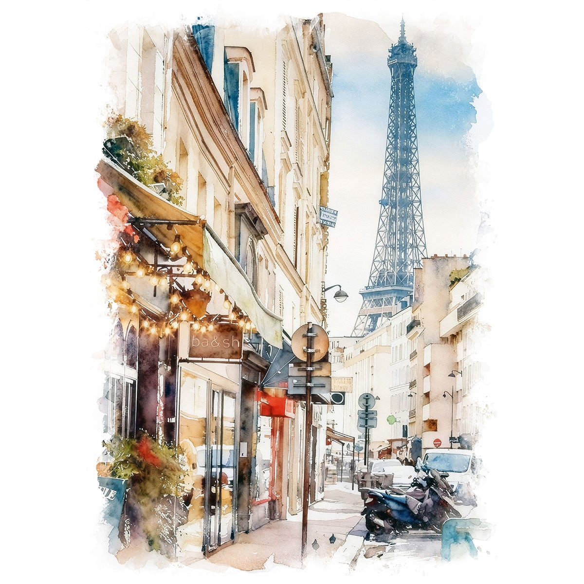 絵画 風景画(街並み) フランス パリ エッフェル塔 インテリアアート額