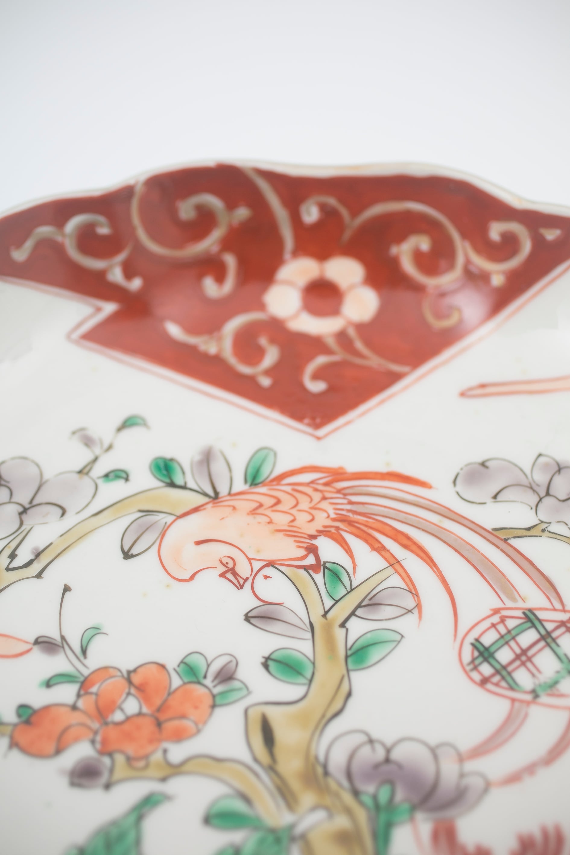 錦手金彩色絵 花唐草 龍 鳳凰 なます皿 5客 伊万里 時代皿 錦手金彩色