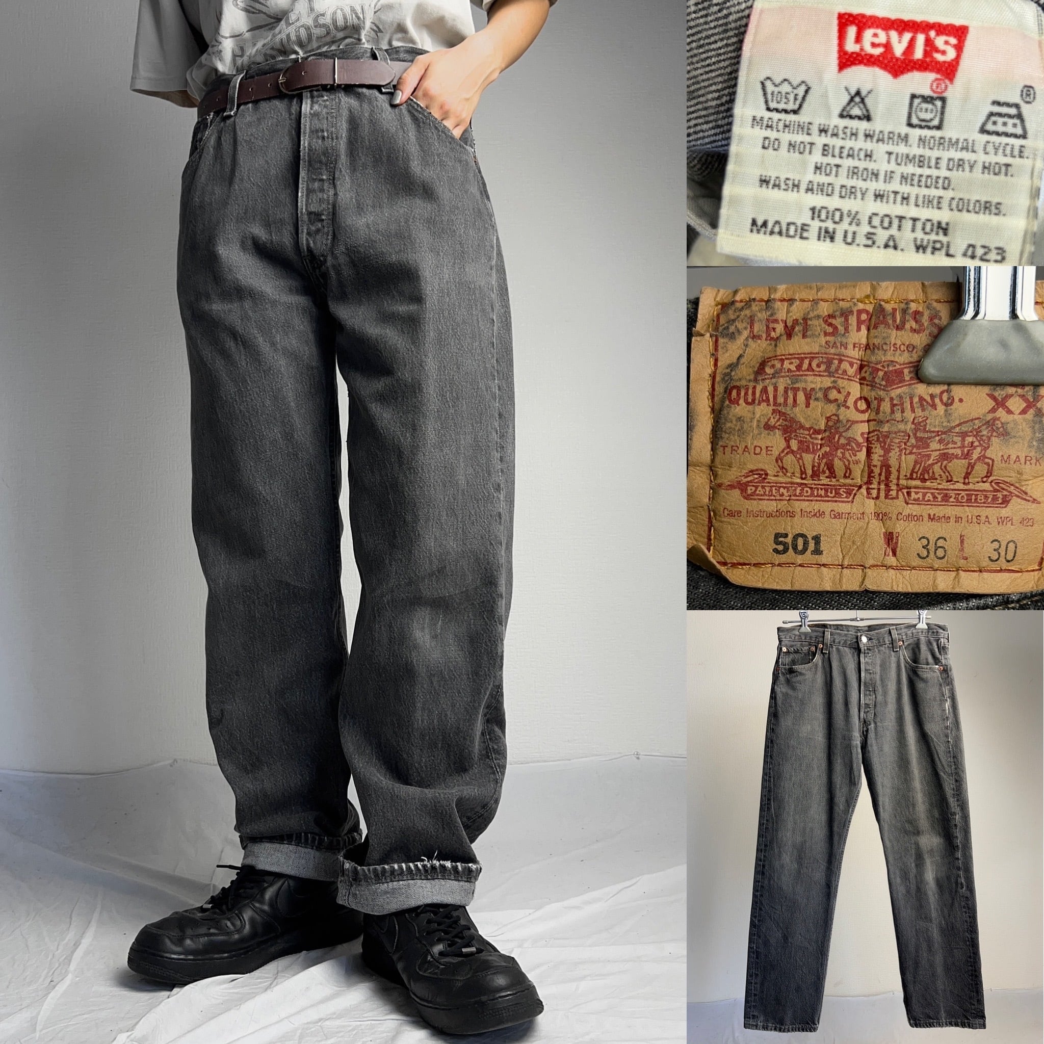 90's Levi's 501 先染め BLACK DENIM PANTS W36 L30 USA製【0714A25