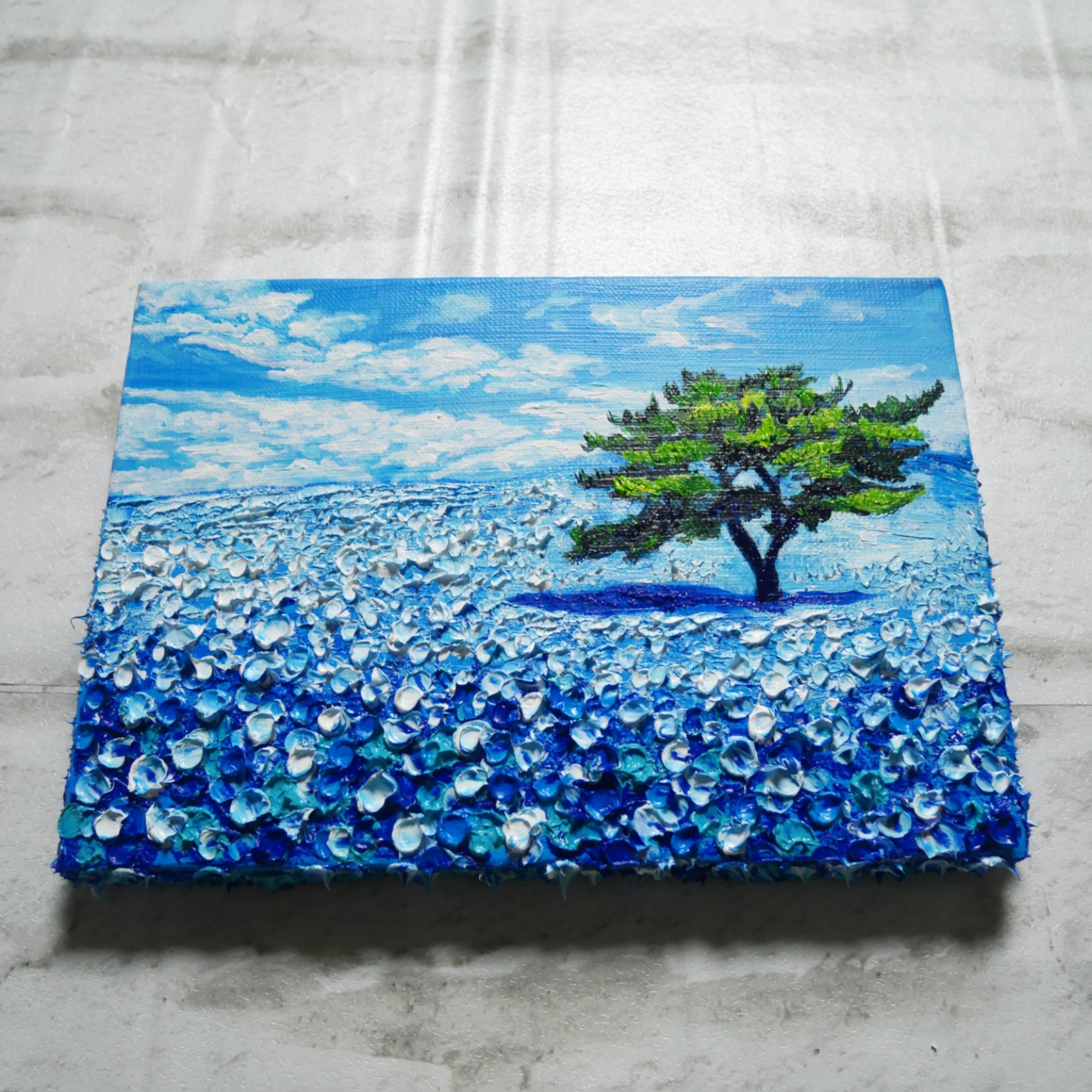 油絵 油彩 油彩画 絵 絵画【ネモフィラの丘】SM号 | HIROSHI1990