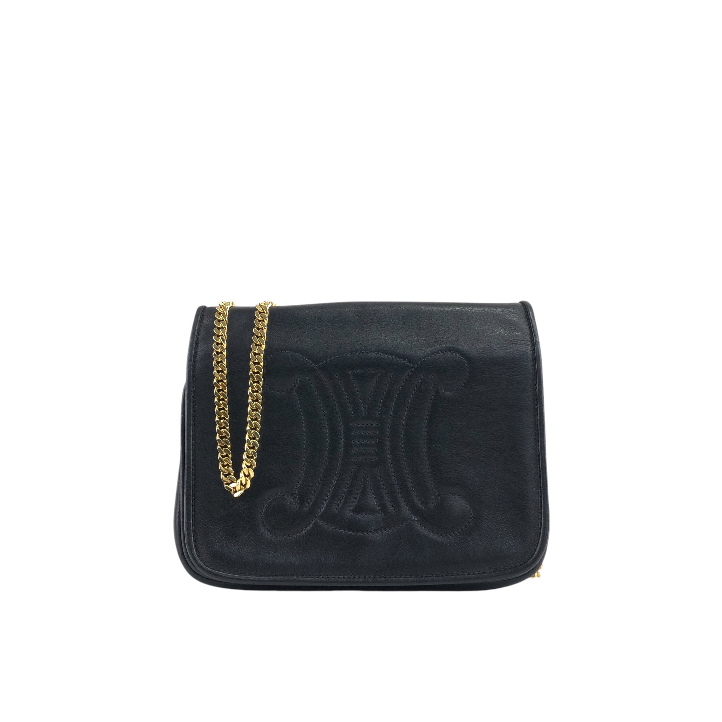 CELINE セリーヌ ショルダーバッグ ブラック トリオンフ ステッチ