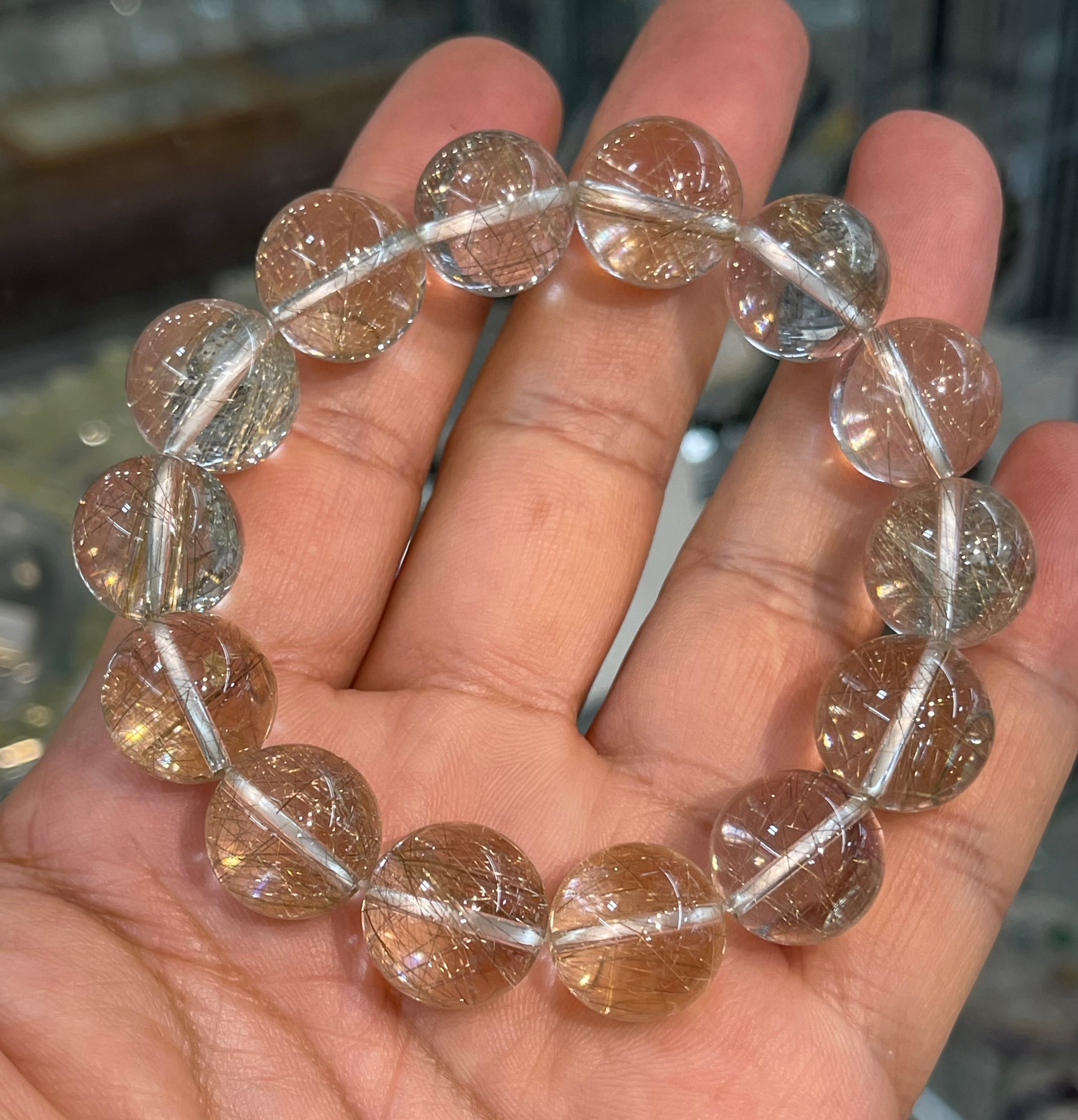 特選！最高グレード シルバールチルクォーツブレスレット15mm 大玉